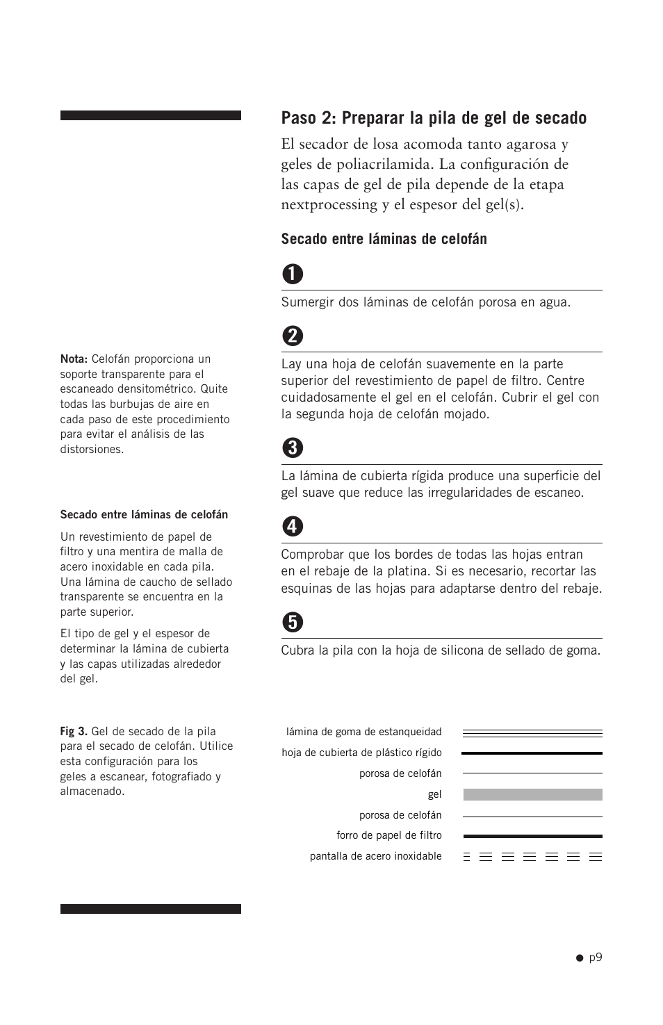 Paso 2: preparar la pila de gel de secado | Hoefer GD2000 User Manual | Page 17 / 30
