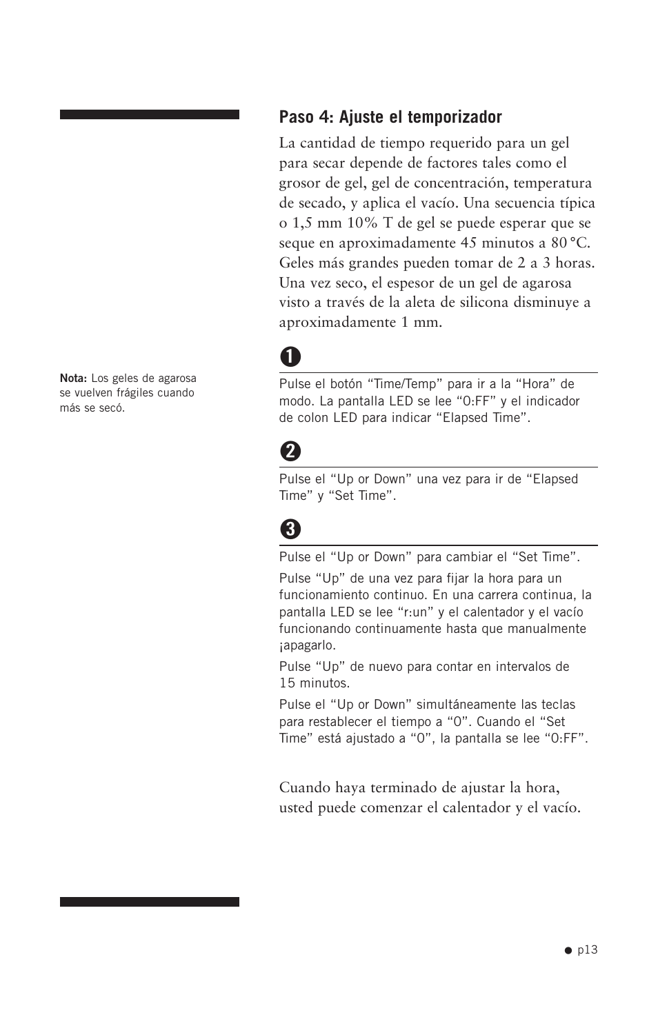 Paso 4: ajuste el temporizador | Hoefer GD2000 User Manual | Page 21 / 30