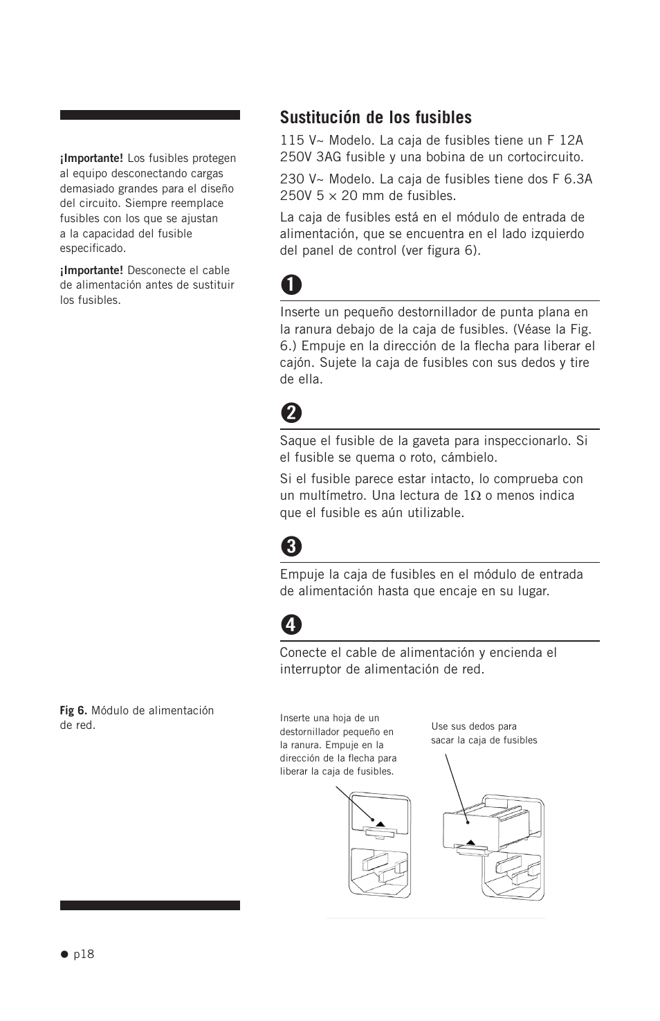 Sustitución de los fusibles | Hoefer GD2000 User Manual | Page 26 / 30