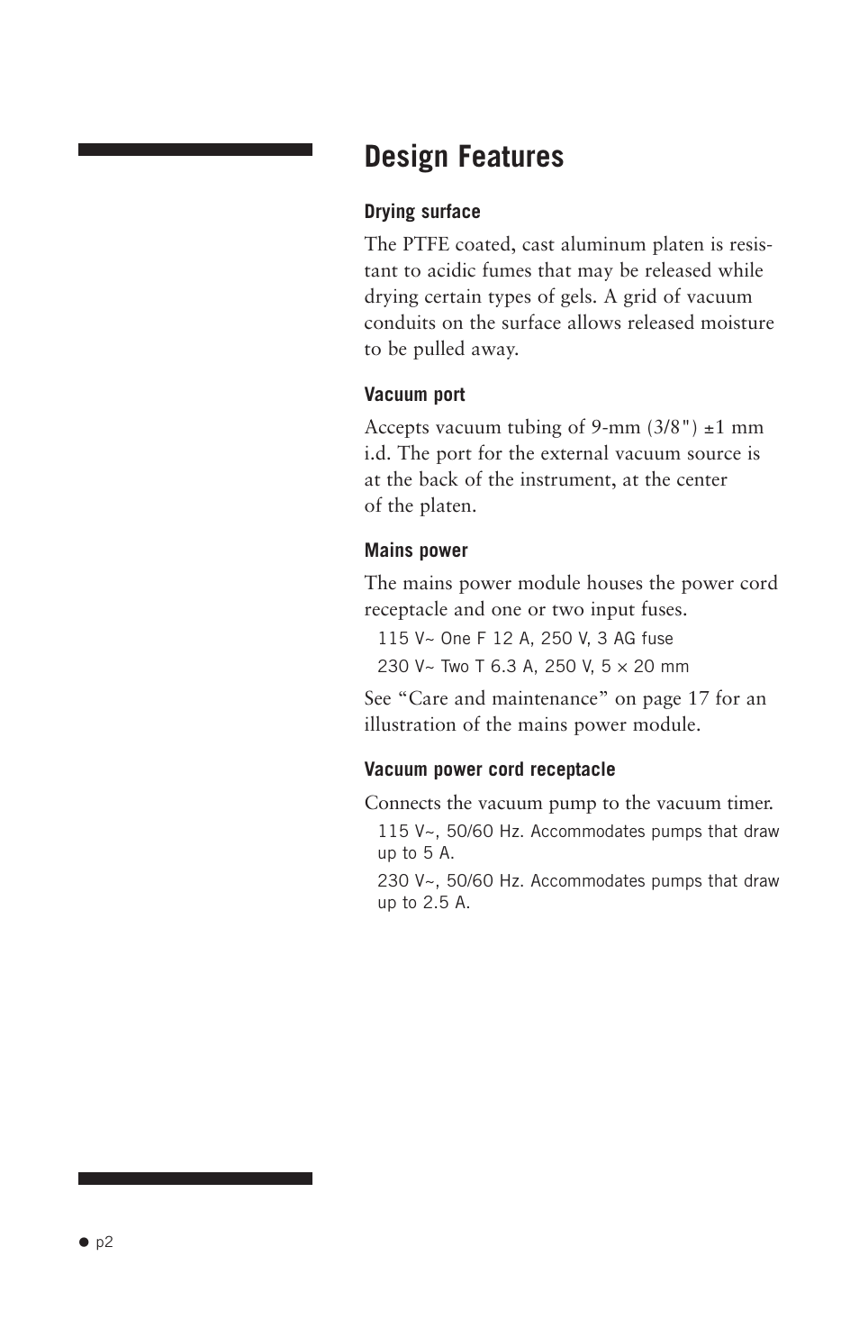 Design features | Hoefer GD2000 User Manual | Page 10 / 30