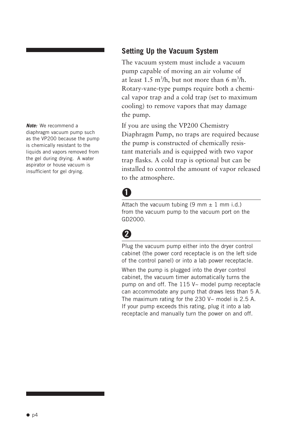 Setting up the vacuum system | Hoefer GD2000 User Manual | Page 12 / 30