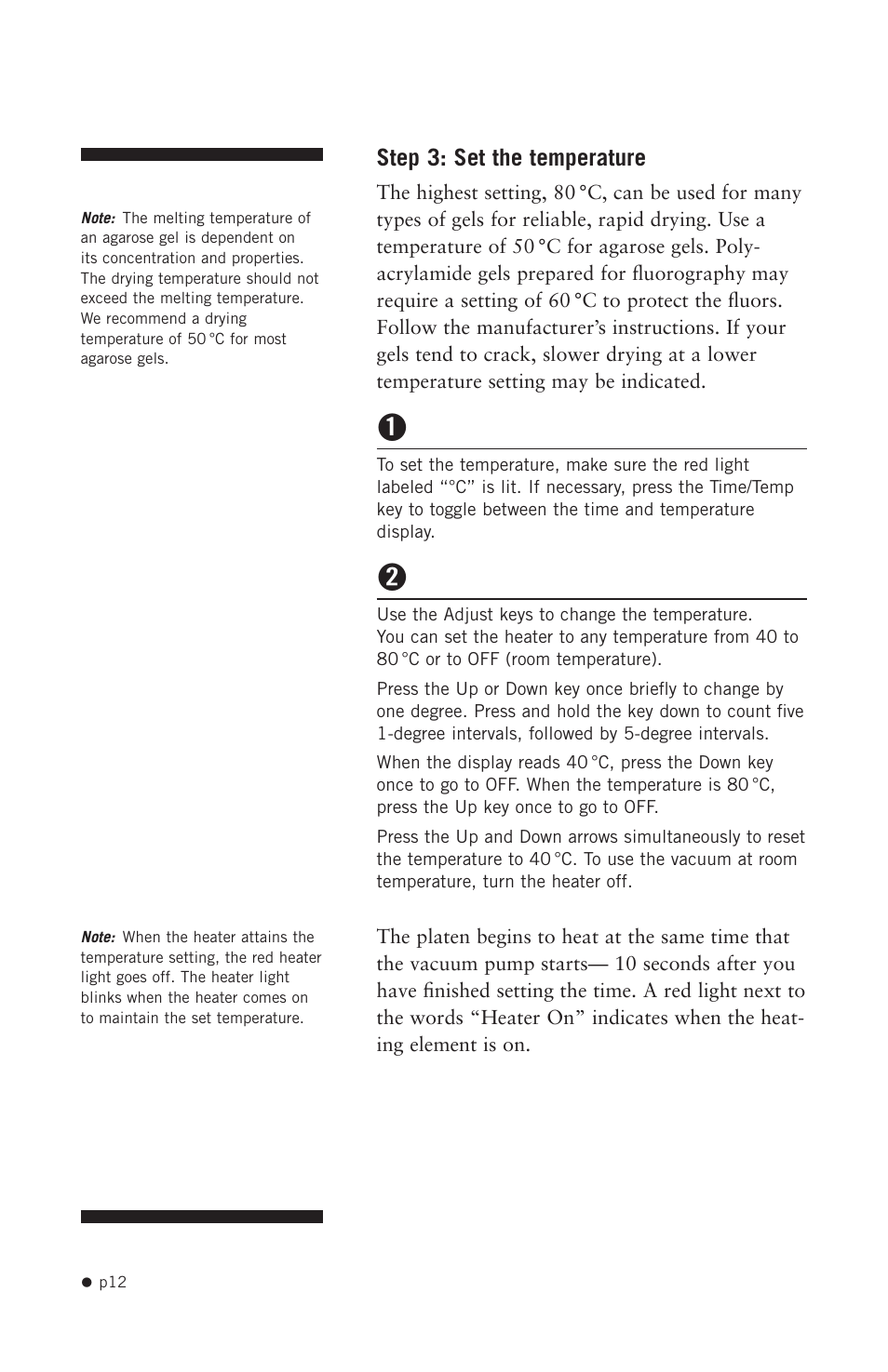 Step 3: set the temperature | Hoefer GD2000 User Manual | Page 20 / 30