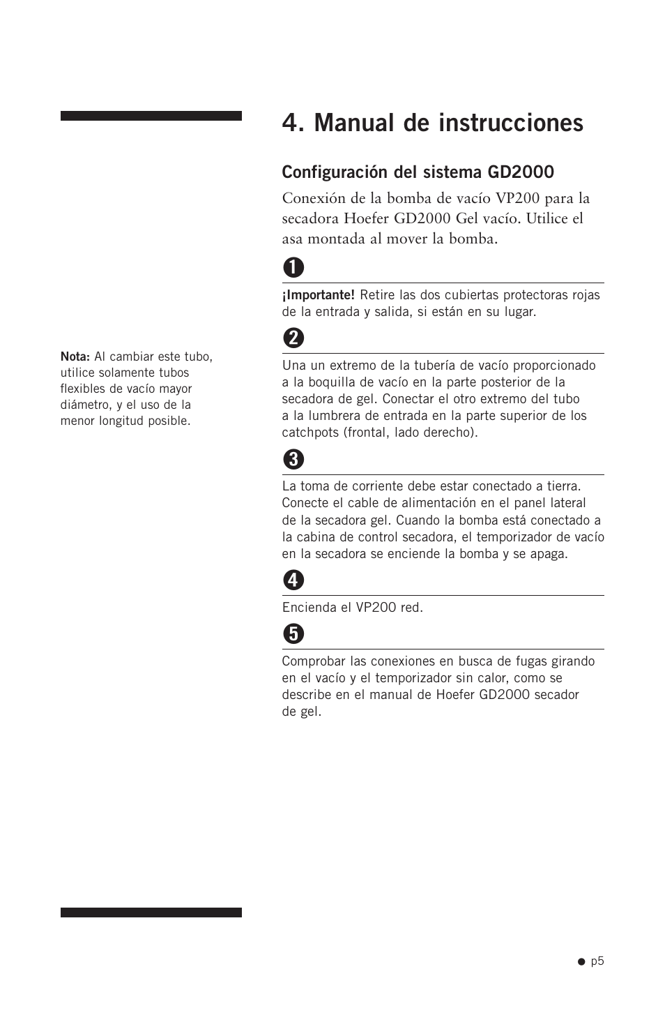Manual de instrucciones | Hoefer VP200 User Manual | Page 13 / 30