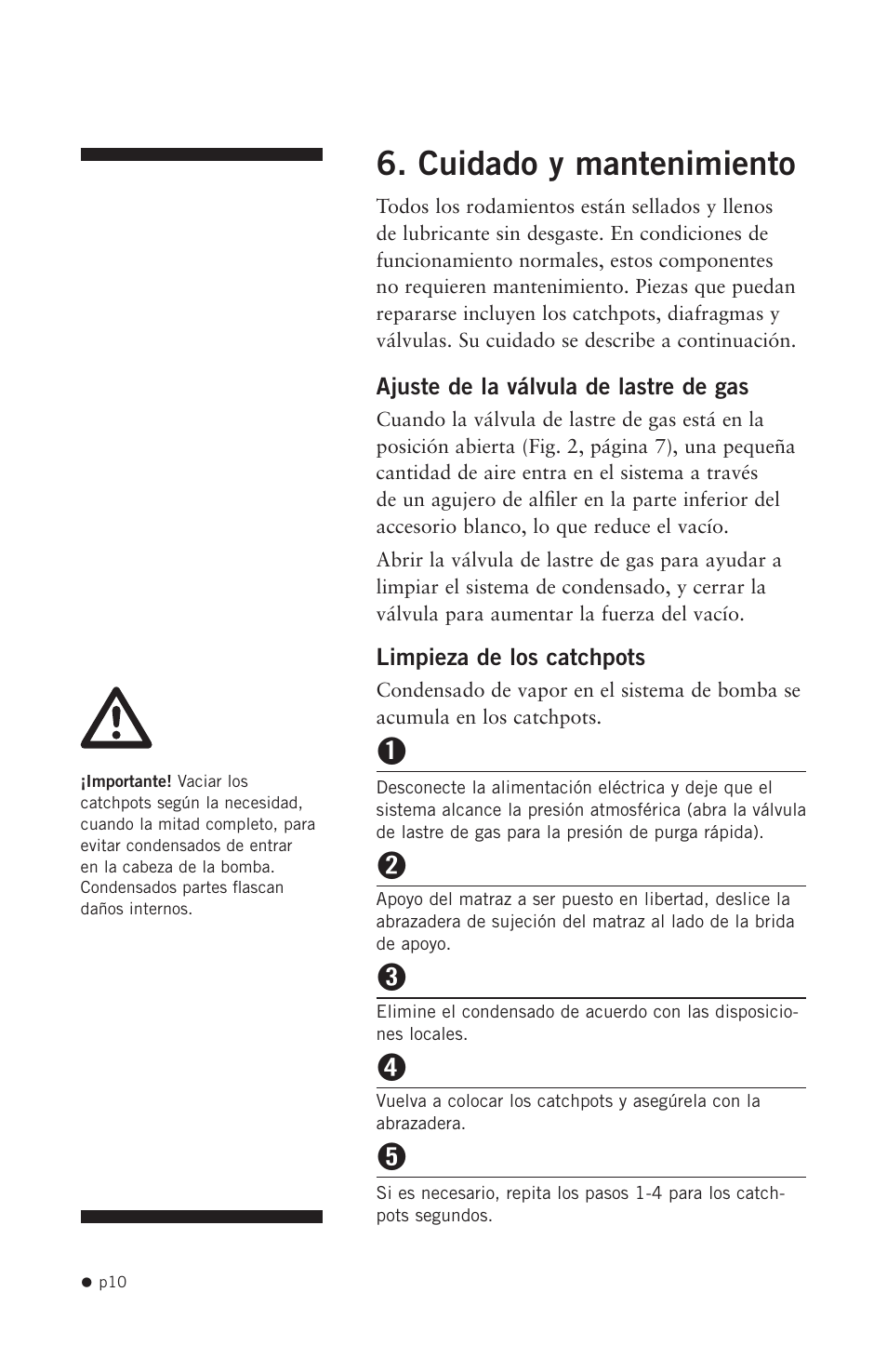 Cuidado y mantenimiento | Hoefer VP200 User Manual | Page 18 / 30