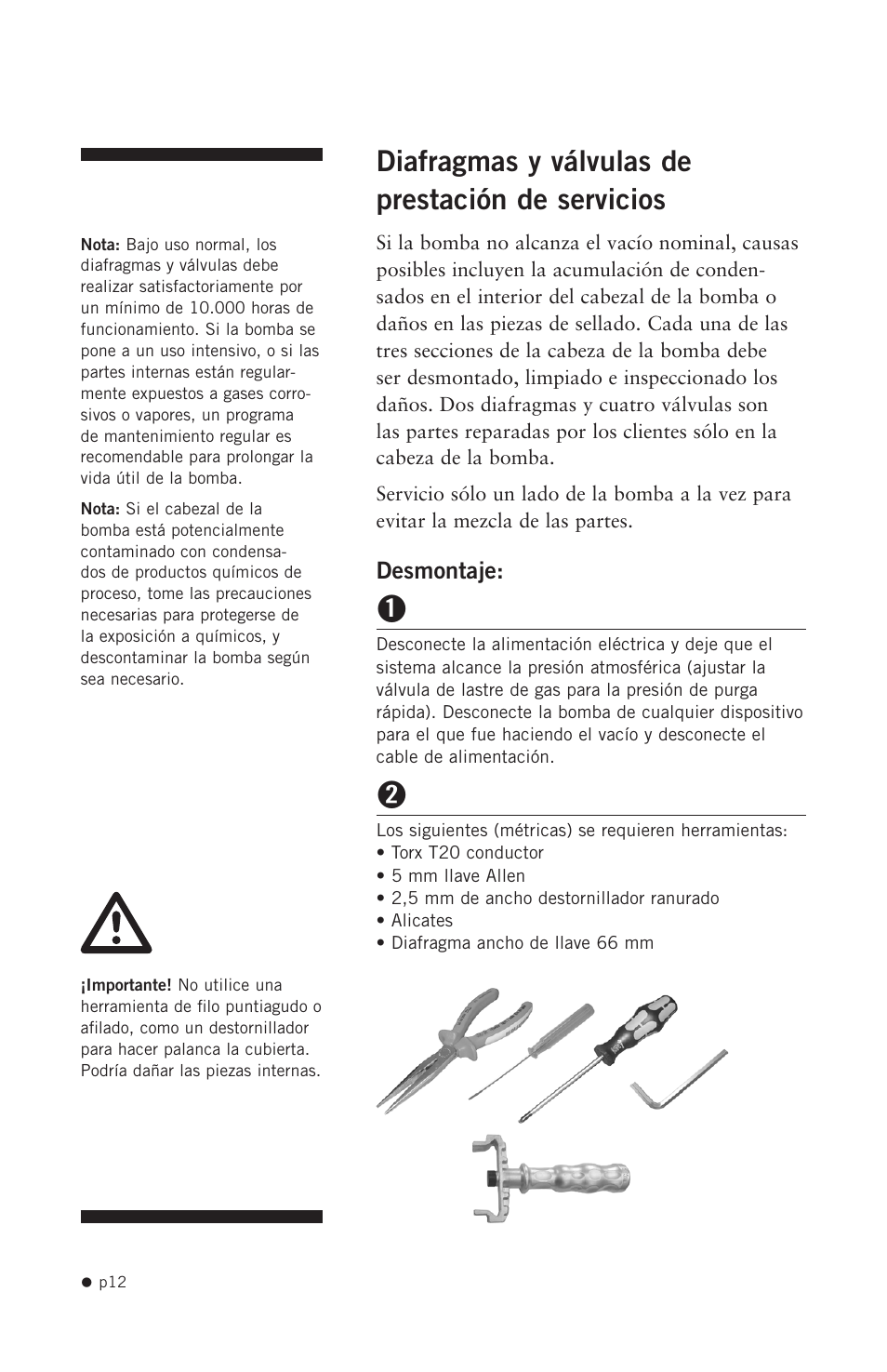 Diafragmas y válvulas de prestación de servicios | Hoefer VP200 User Manual | Page 20 / 30