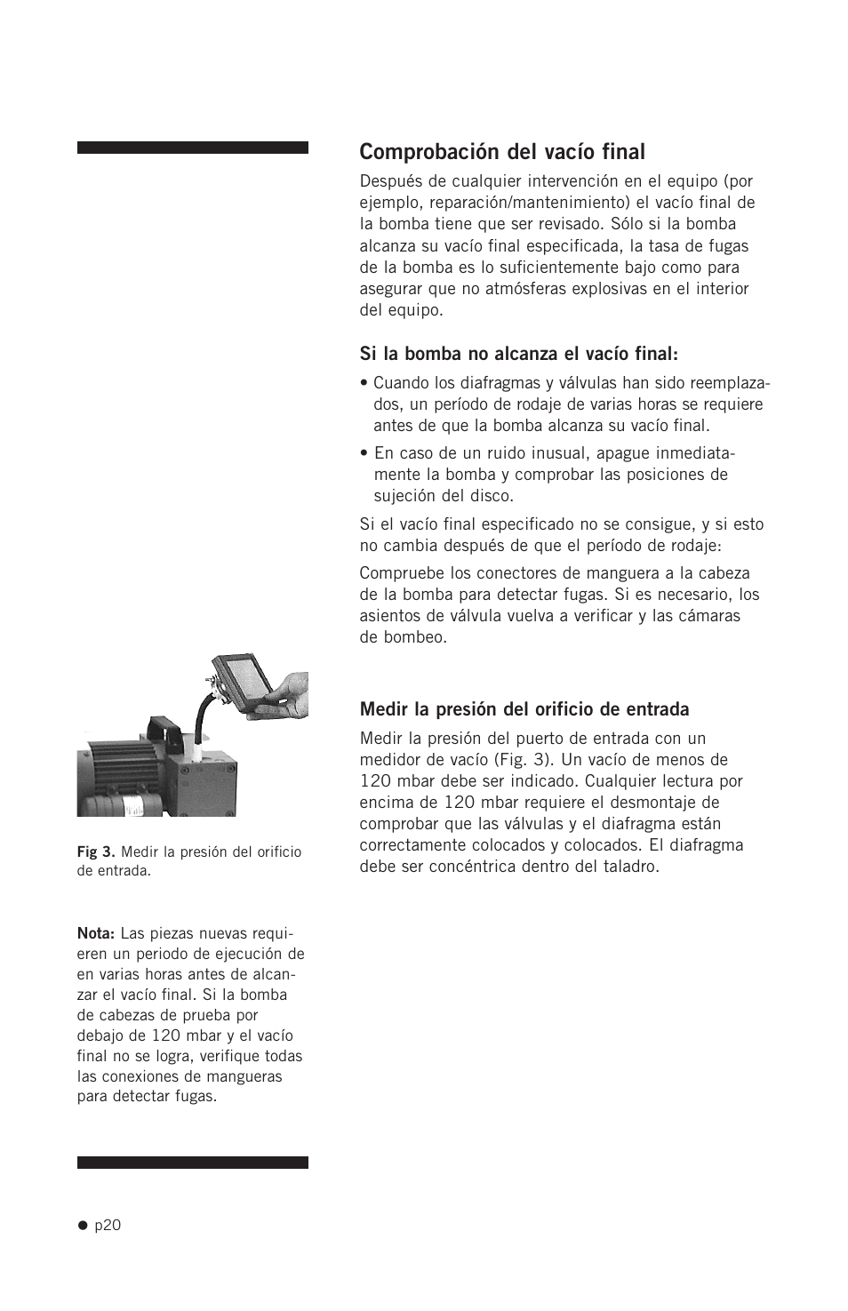 Comprobación del vacío final | Hoefer VP200 User Manual | Page 28 / 30