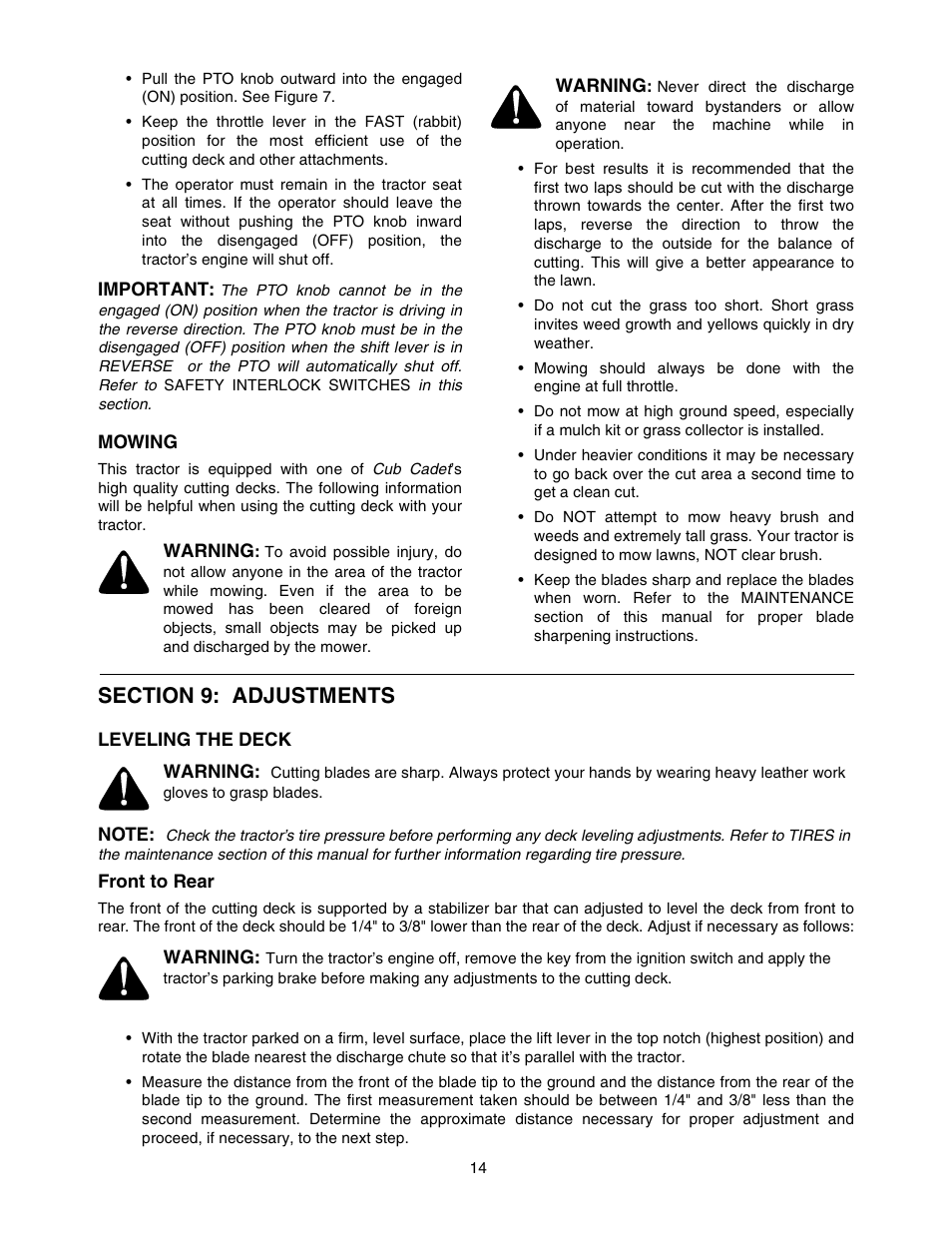 Cub Cadet 1212 User Manual | Page 14 / 44