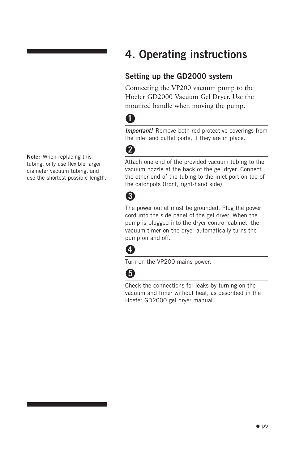 Operating instructions | Hoefer VP200 User Manual | Page 13 / 30