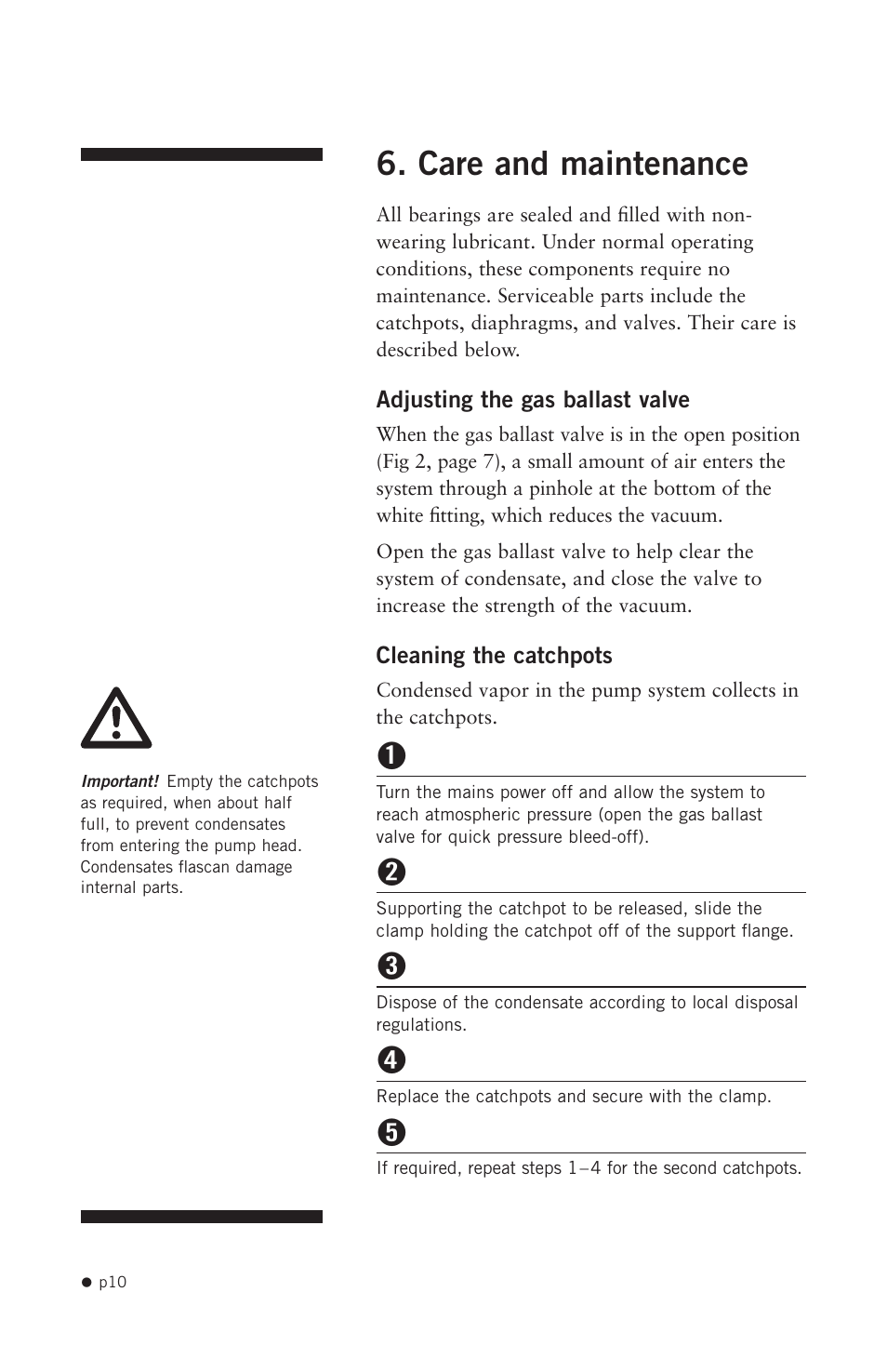Care and maintenance | Hoefer VP200 User Manual | Page 18 / 30