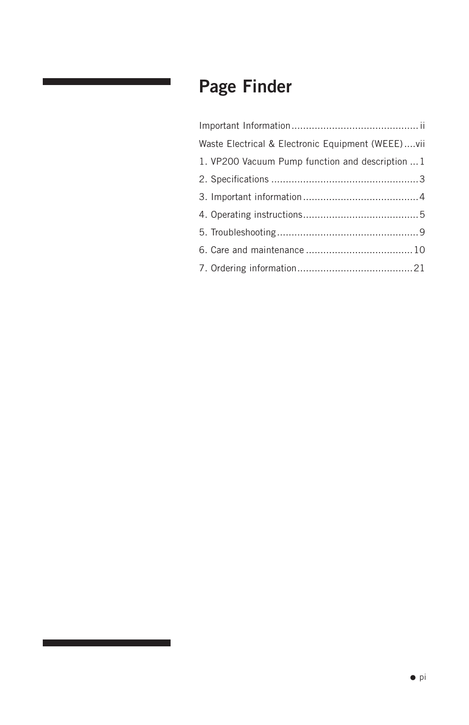 Page finder | Hoefer VP200 User Manual | Page 2 / 30