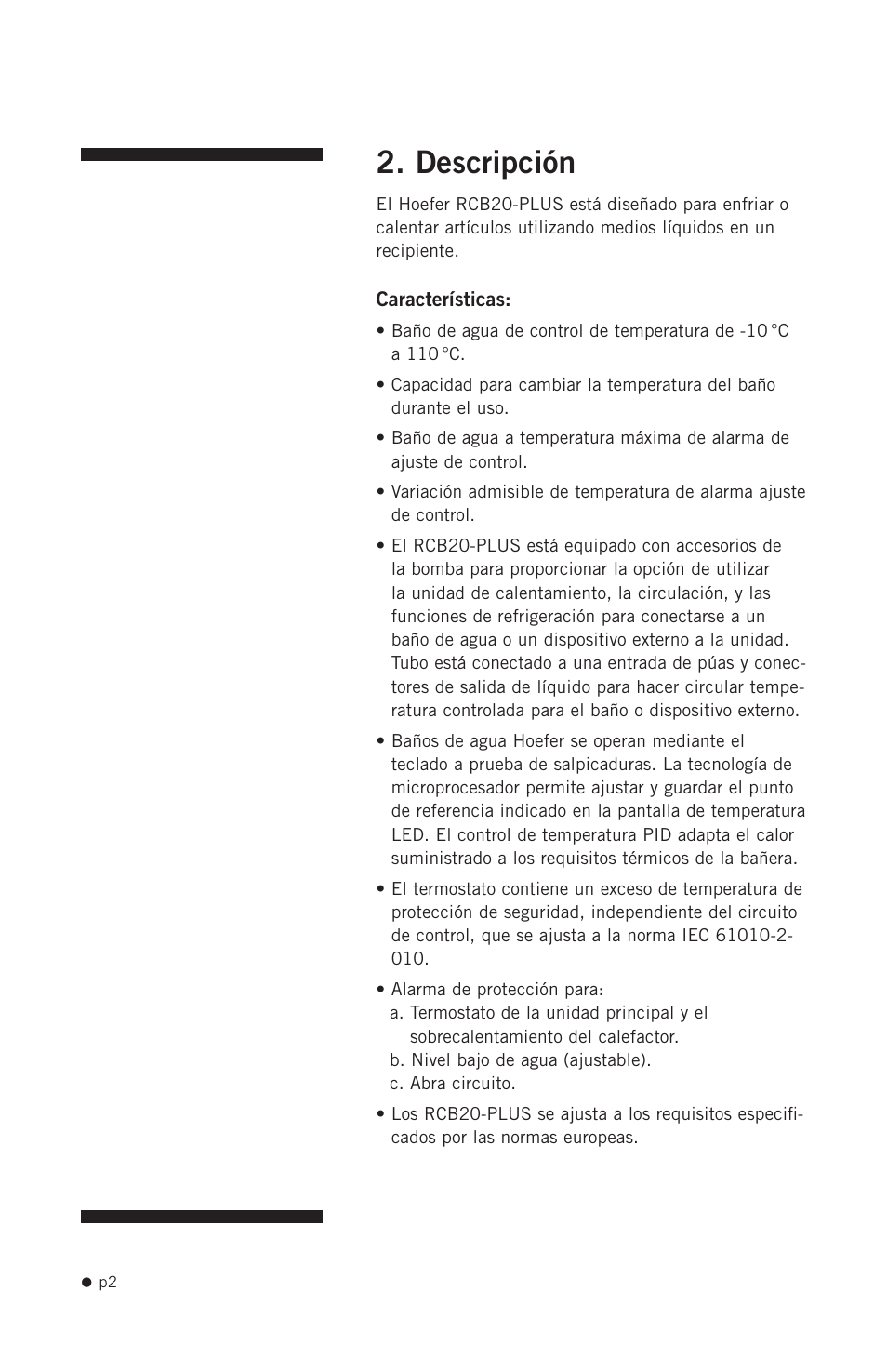 Descripción | Hoefer RCB20-PLUS User Manual | Page 10 / 34