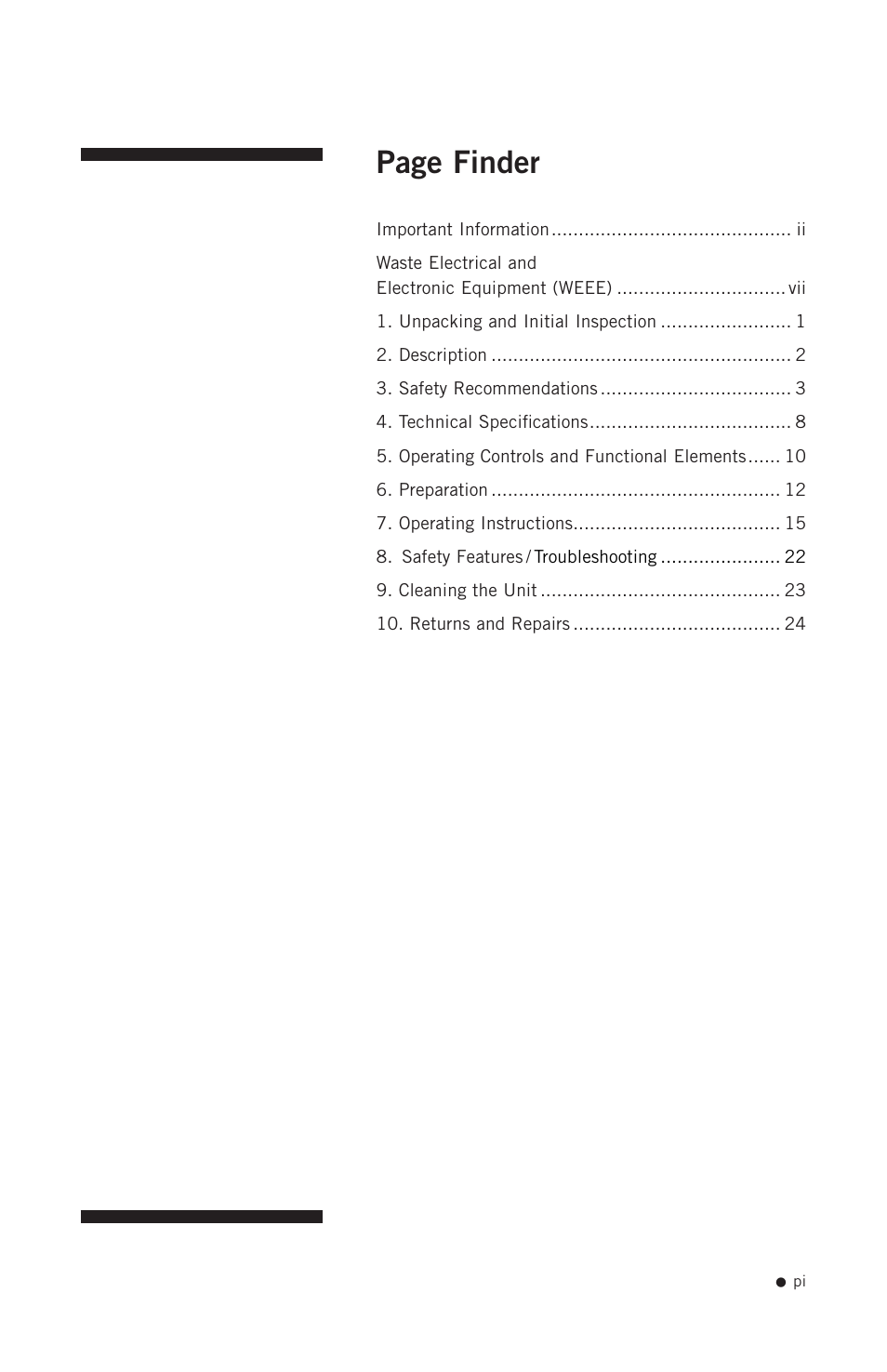 Page finder | Hoefer RCB20-PLUS User Manual | Page 2 / 34