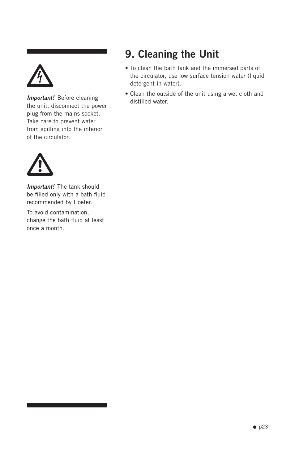 Cleaning the unit | Hoefer RCB20-PLUS User Manual | Page 31 / 34