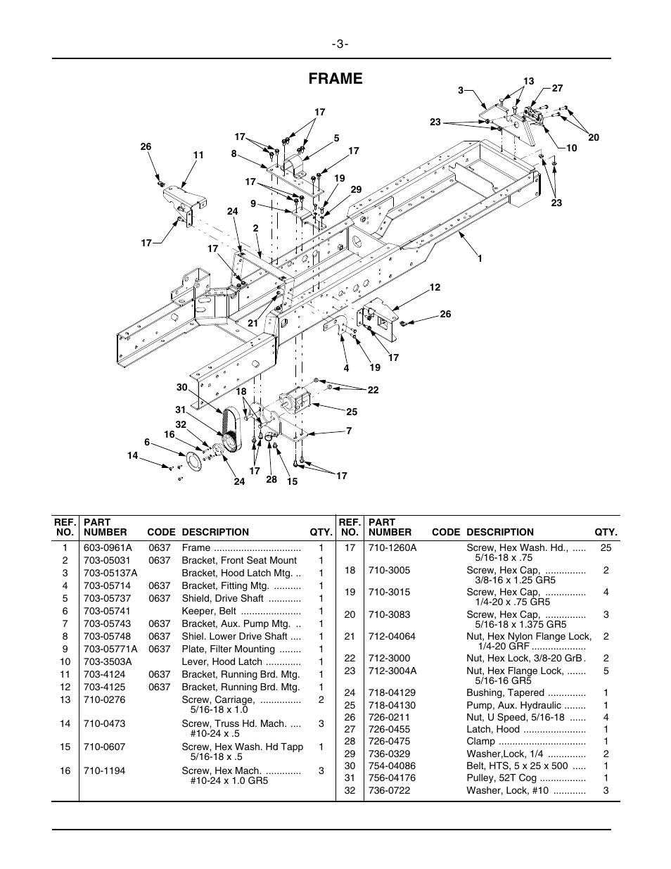 Frame | Cub Cadet 5234D User Manual | Page 3 / 48