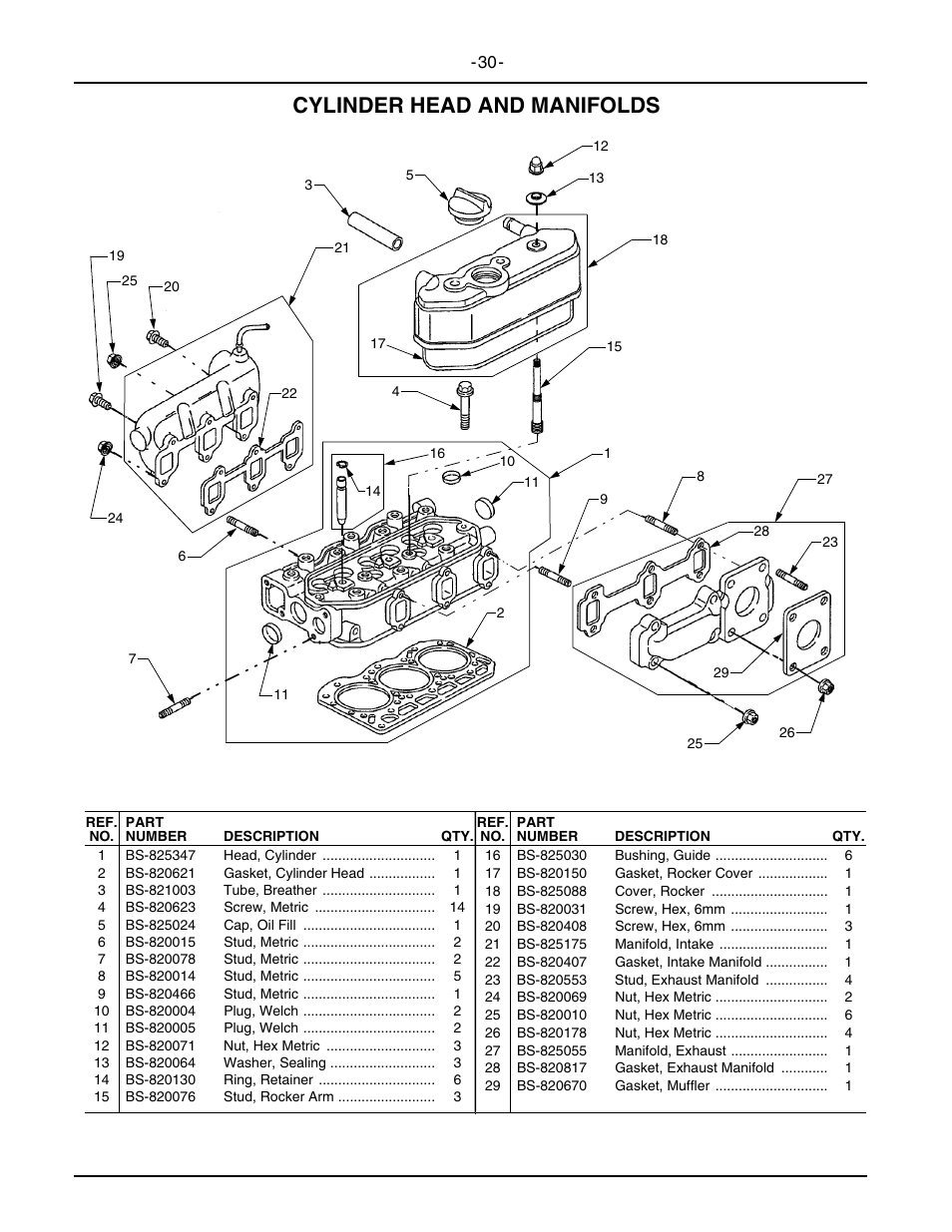 Cylinder head and manifolds | Cub Cadet 5234D User Manual | Page 30 / 48