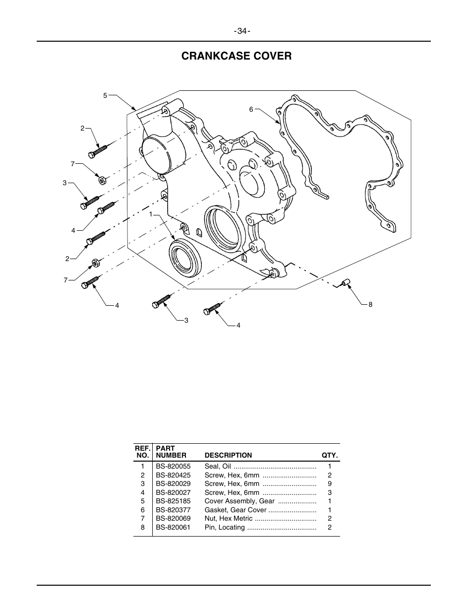 Crankcase cover | Cub Cadet 5234D User Manual | Page 34 / 48