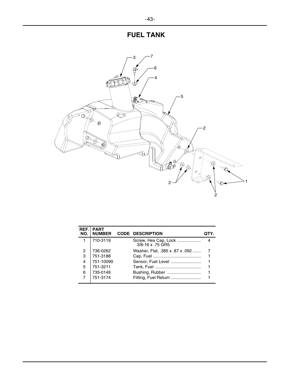 Fuel tank | Cub Cadet 5234D User Manual | Page 43 / 48