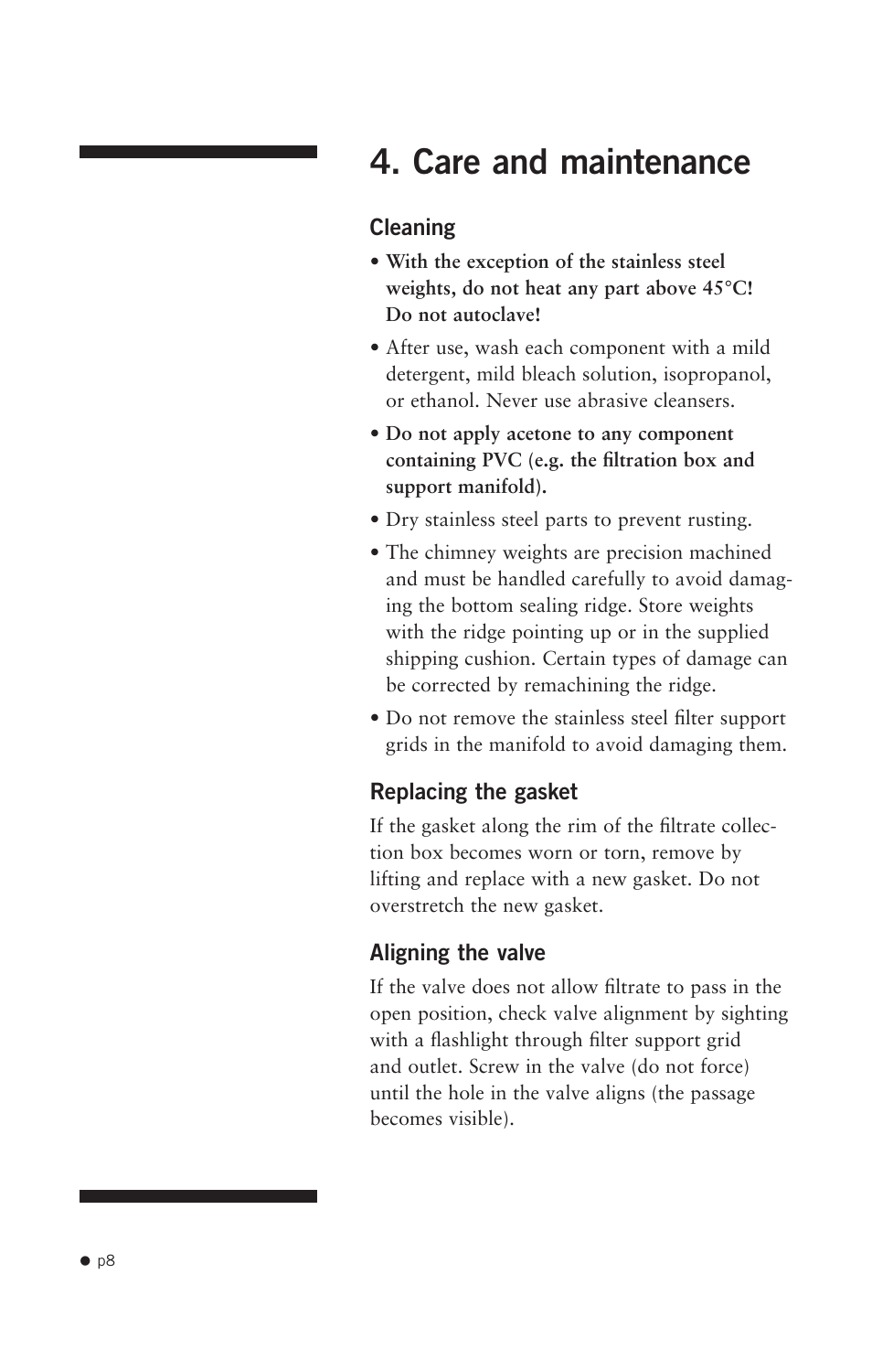 Care and maintenance | Hoefer FH225V User Manual | Page 16 / 19