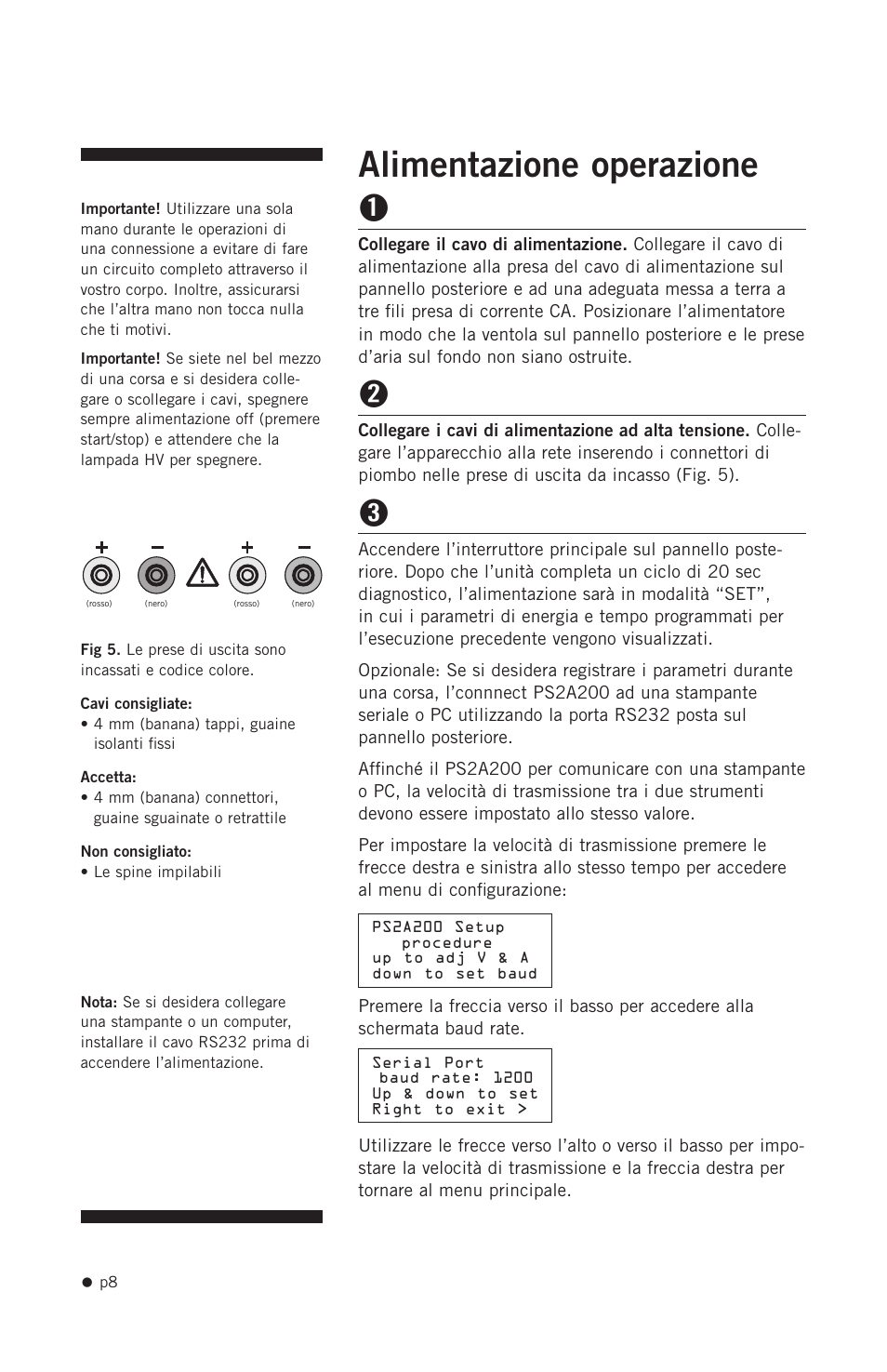 Alimentazione operazione | Hoefer PS2A200 User Manual | Page 17 / 28