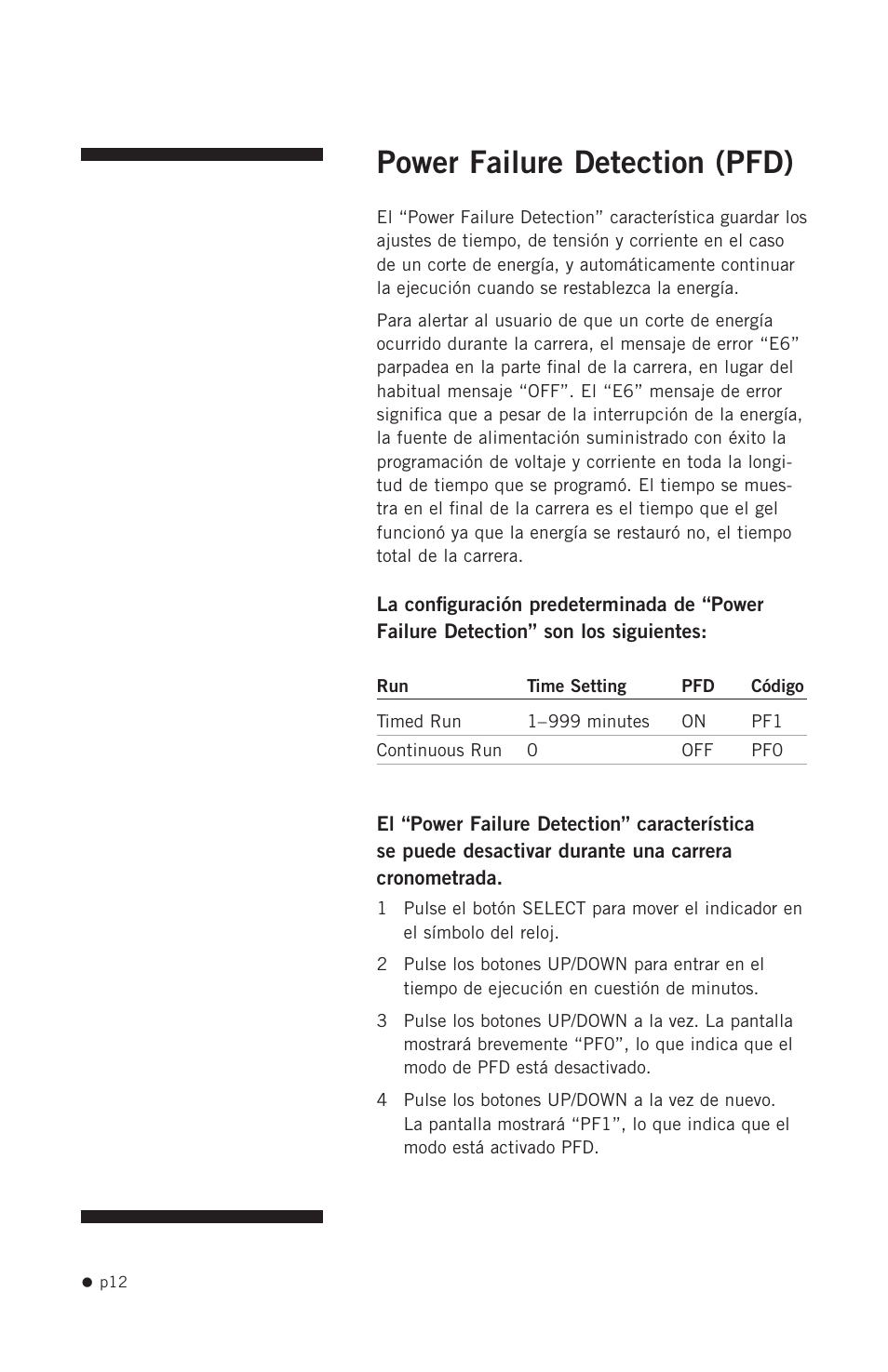 Power failure detection (pfd) | Hoefer PS200HC User Manual | Page 22 / 26