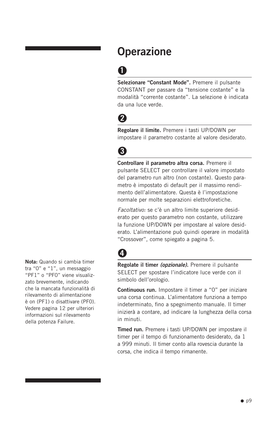 Operazione | Hoefer PS200HC User Manual | Page 19 / 26