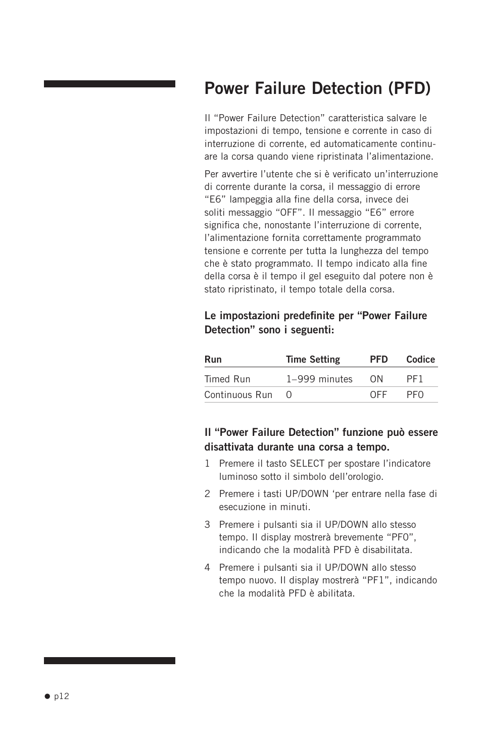 Power failure detection (pfd) | Hoefer PS200HC User Manual | Page 22 / 26