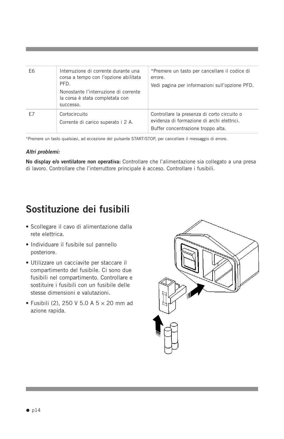 Sostituzione dei fusibili | Hoefer PS200HC User Manual | Page 24 / 26
