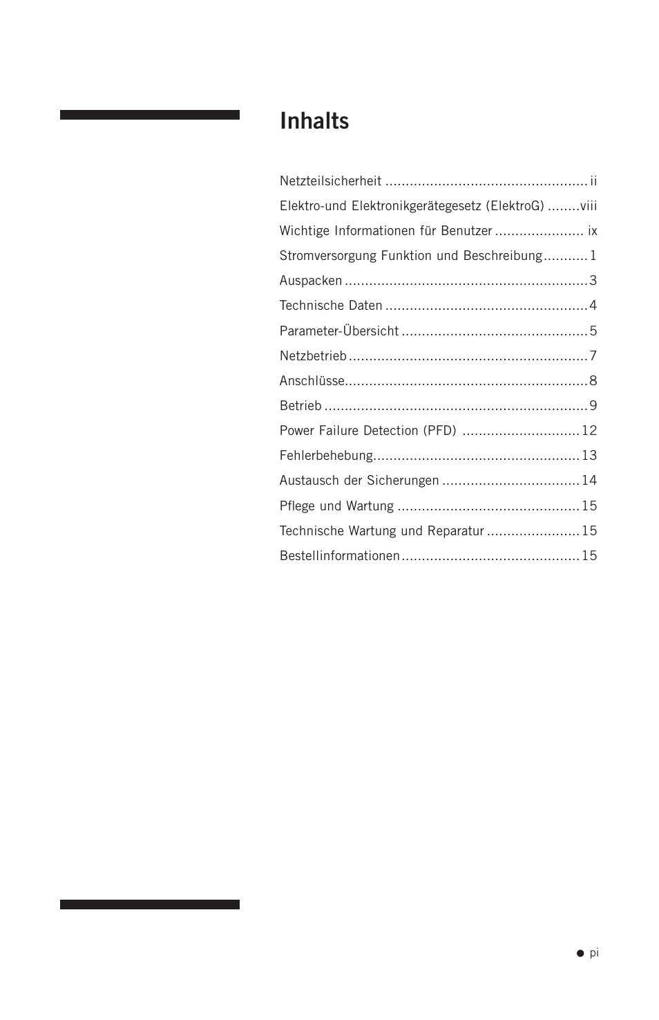 Inhalts | Hoefer PS200HC User Manual | Page 2 / 26