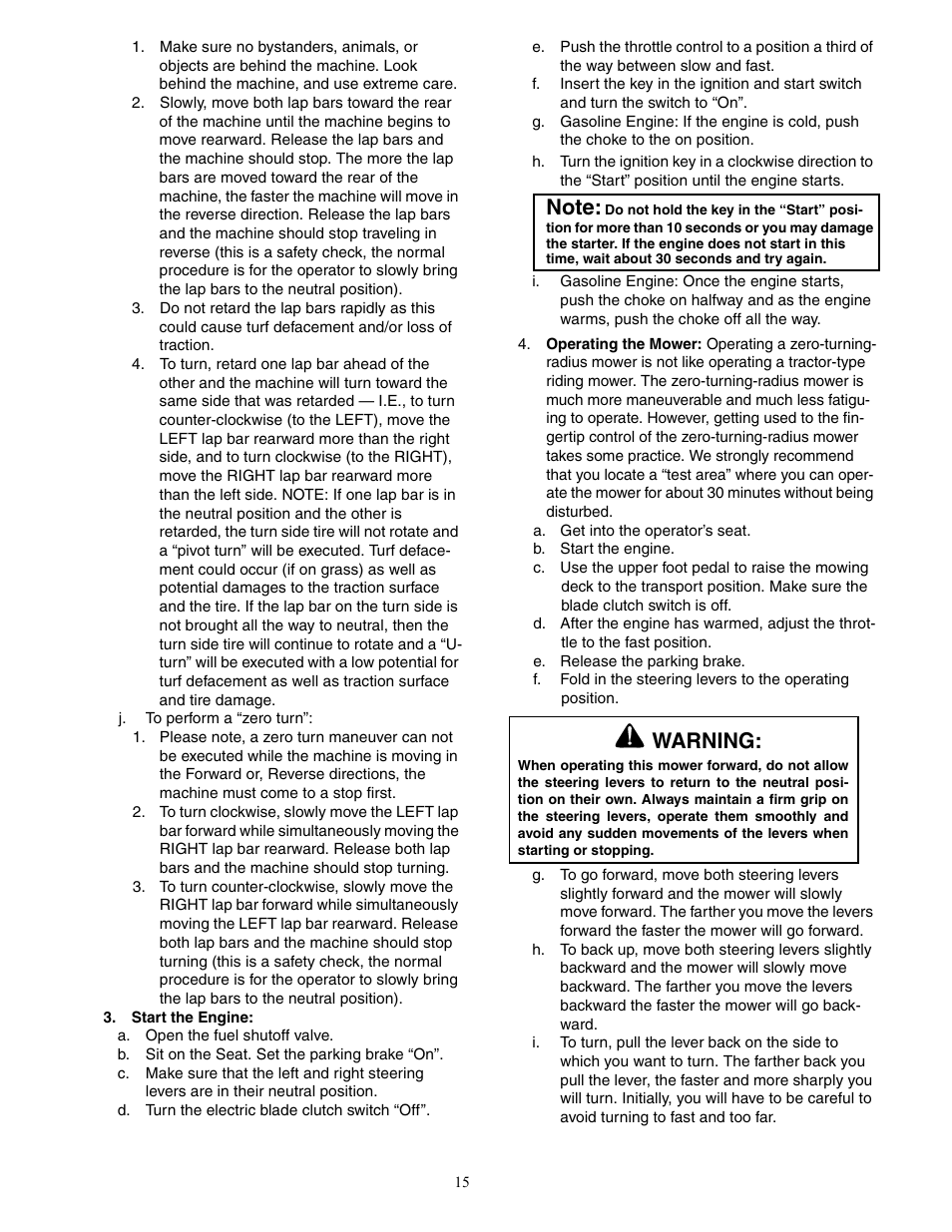 Warning | Cub Cadet 53AH8ST5050 User Manual | Page 15 / 32