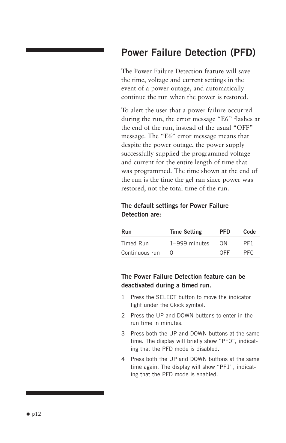 Power failure detection (pfd) | Hoefer PS200HC User Manual | Page 22 / 26