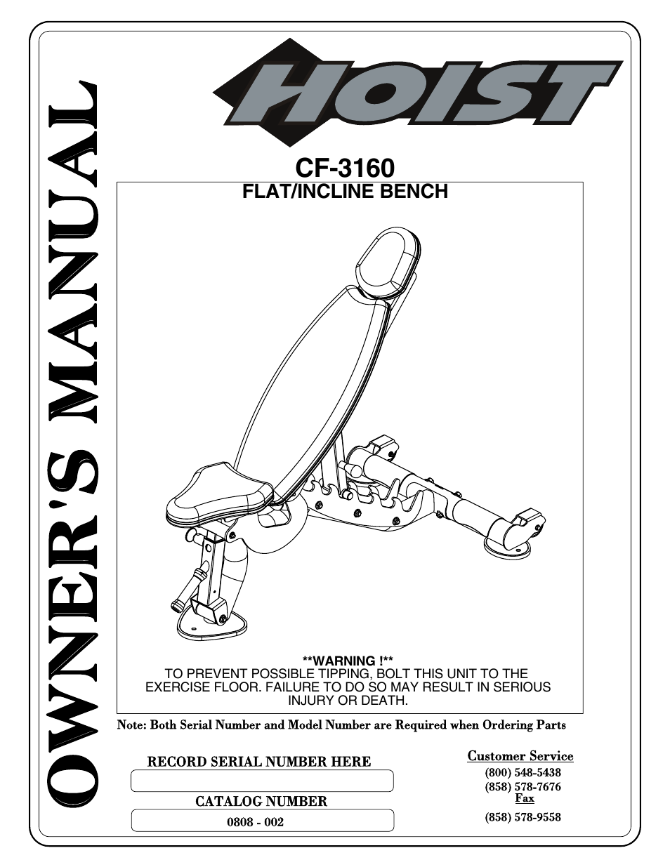 Hoist Fitness CF-3160 User Manual | 33 pages