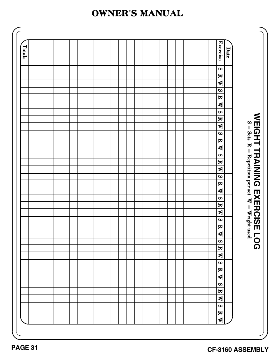 Owner's manual | Hoist Fitness CF-3160 User Manual | Page 32 / 33