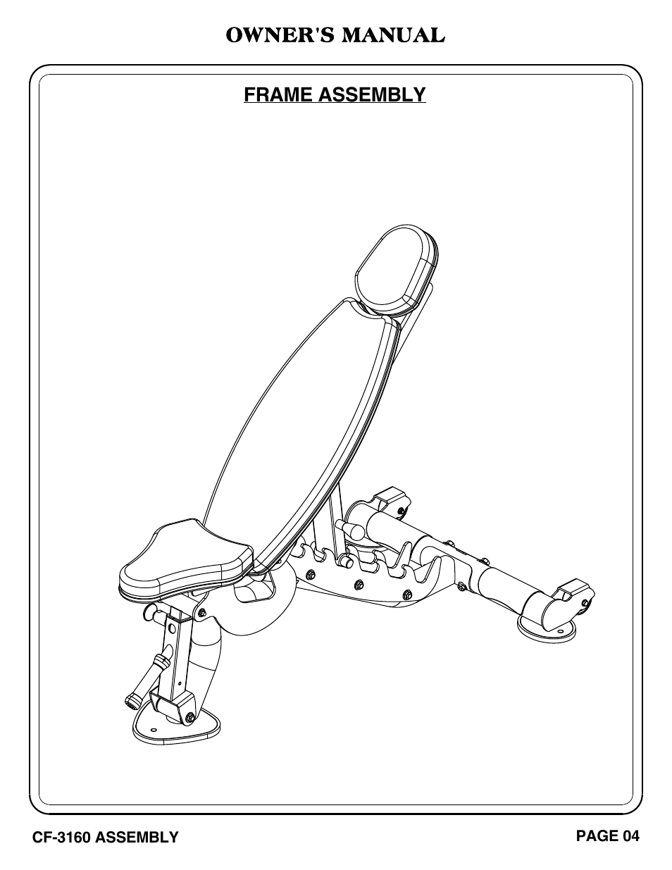 Owner's manual, Frame assembly | Hoist Fitness CF-3160 User Manual | Page 5 / 33
