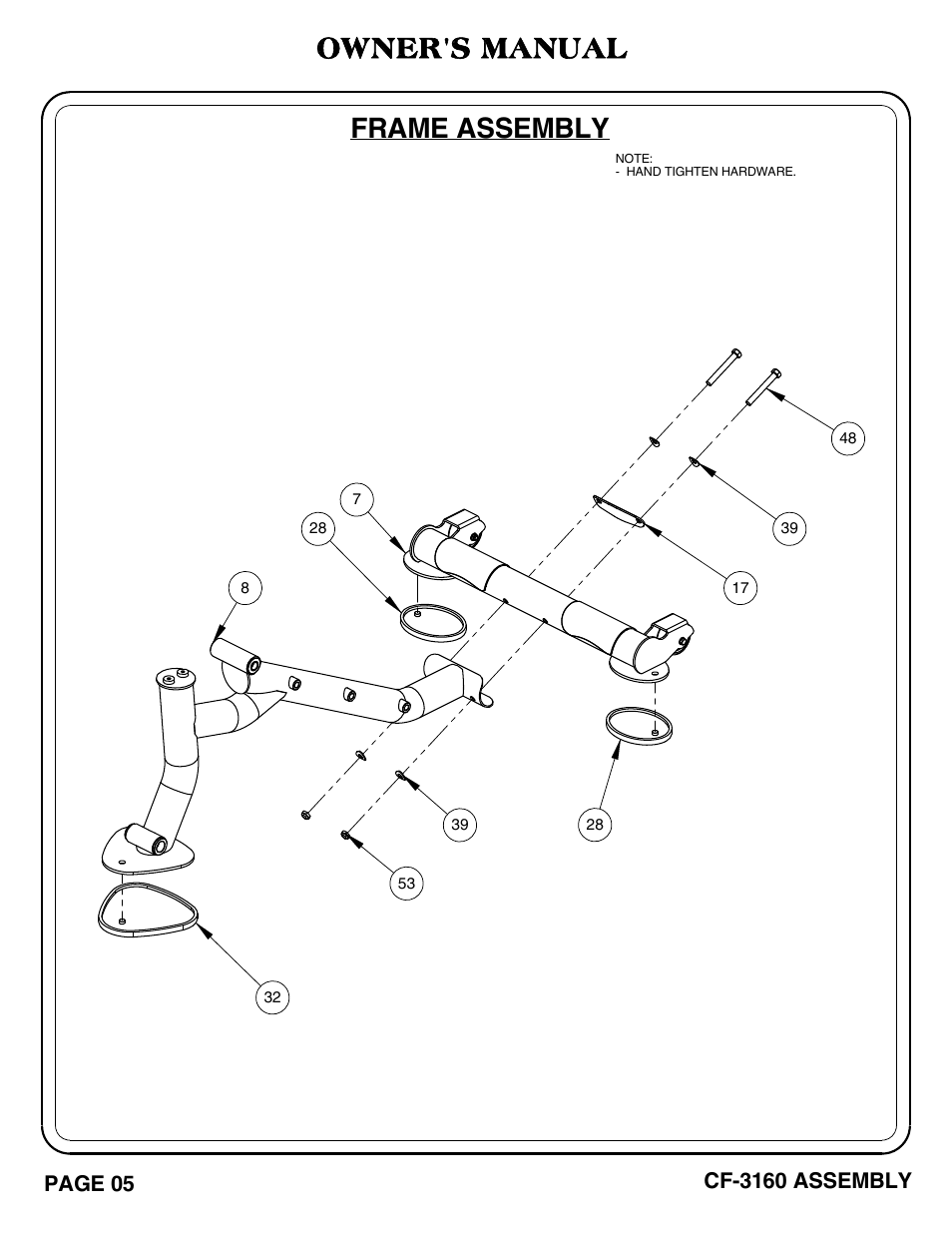 Cf-3160 pg. 05-06, Frame assembly owner's manual | Hoist Fitness CF-3160 User Manual | Page 6 / 33