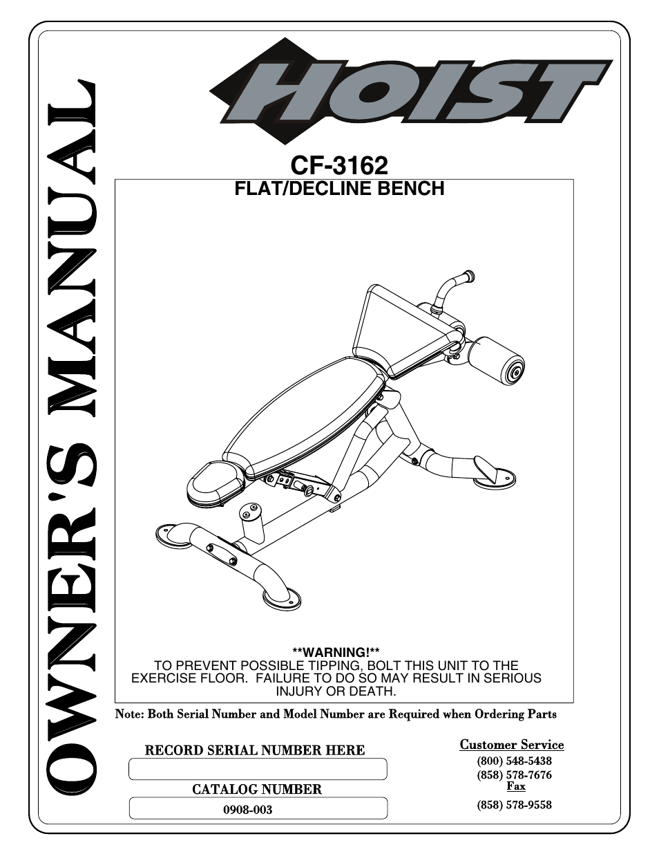 Hoist Fitness CF-3162 User Manual | 30 pages