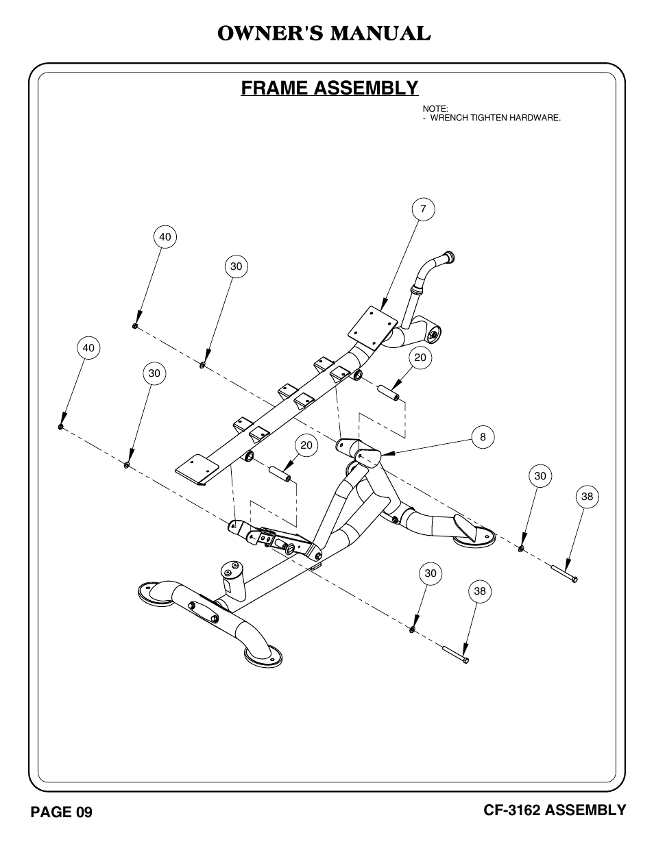 Frame assembly owner's manual | Hoist Fitness CF-3162 User Manual | Page 10 / 30