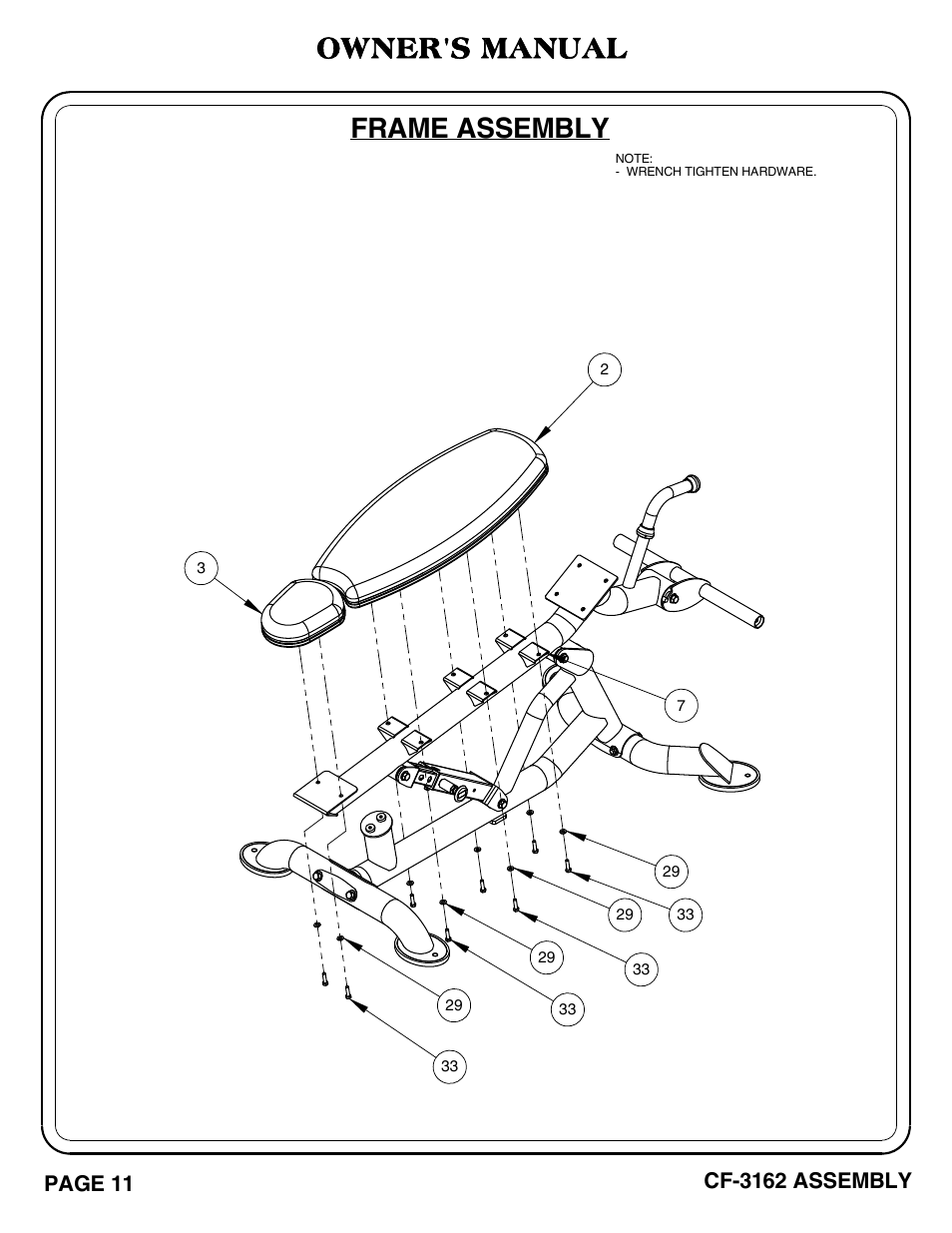 Frame assembly owner's manual | Hoist Fitness CF-3162 User Manual | Page 12 / 30