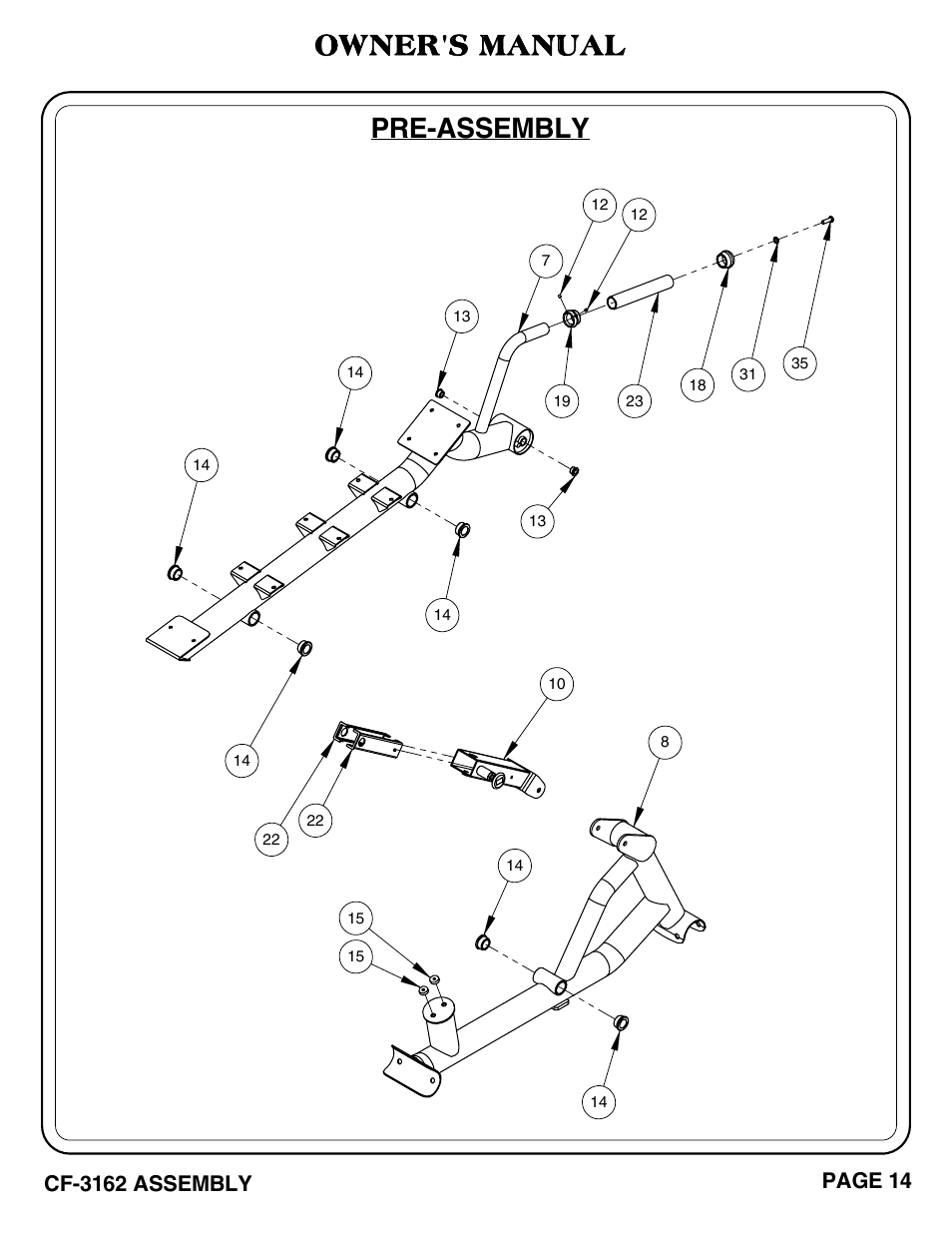 Pre-assembly owner's manual | Hoist Fitness CF-3162 User Manual | Page 15 / 30