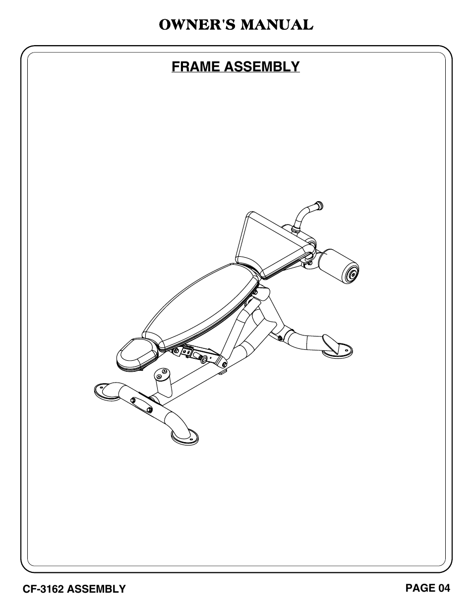 Owner's manual, Frame assembly | Hoist Fitness CF-3162 User Manual | Page 5 / 30