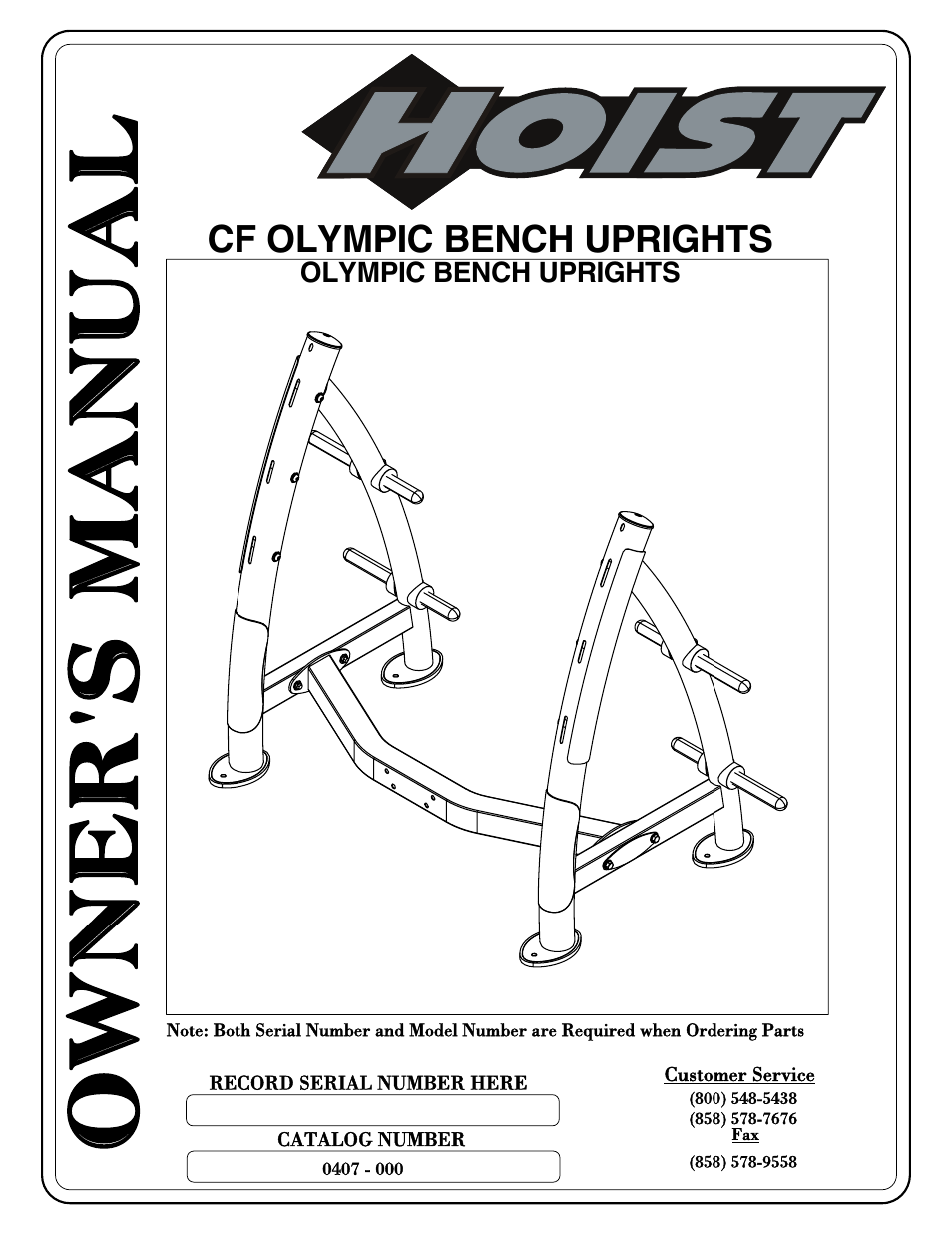 Hoist Fitness CF OLYMPIC BENCH UPRIGHTS User Manual | 21 pages