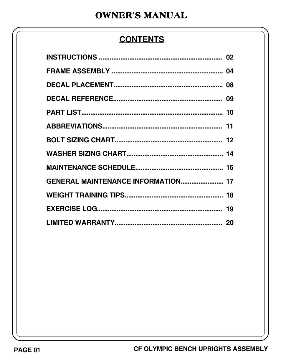 Hoist Fitness CF OLYMPIC BENCH UPRIGHTS User Manual | Page 2 / 21