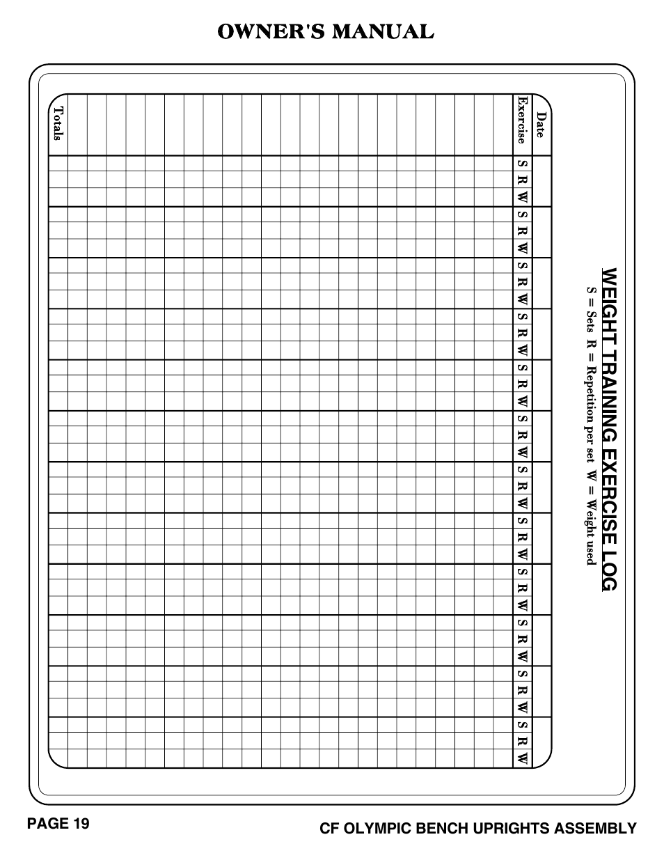 Cf olympic bench uprights pg 19-20.pdf, Owner's manual | Hoist Fitness CF OLYMPIC BENCH UPRIGHTS User Manual | Page 20 / 21