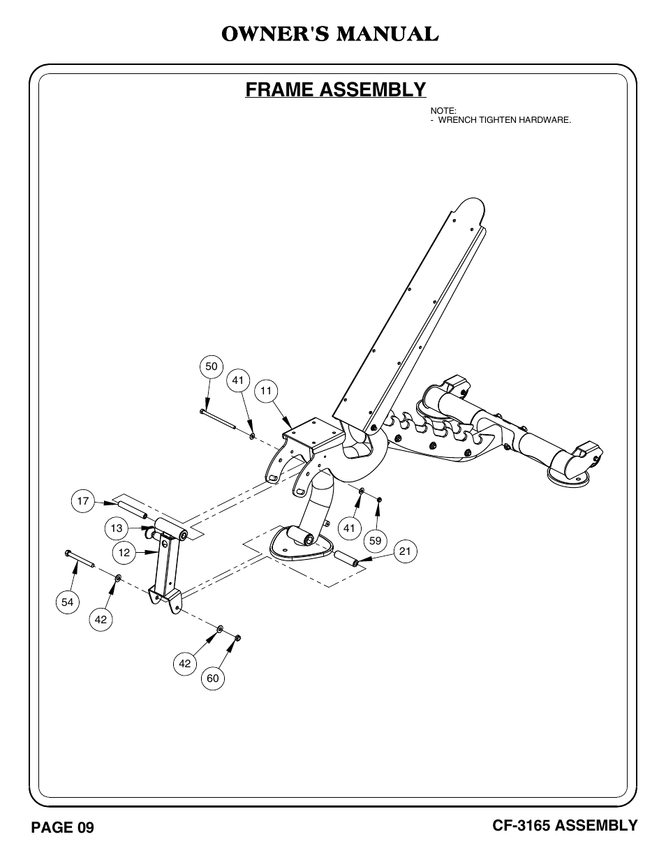Cf-3165 pg. 09-10, Frame assembly owner's manual | Hoist Fitness CF-3165 User Manual | Page 10 / 35