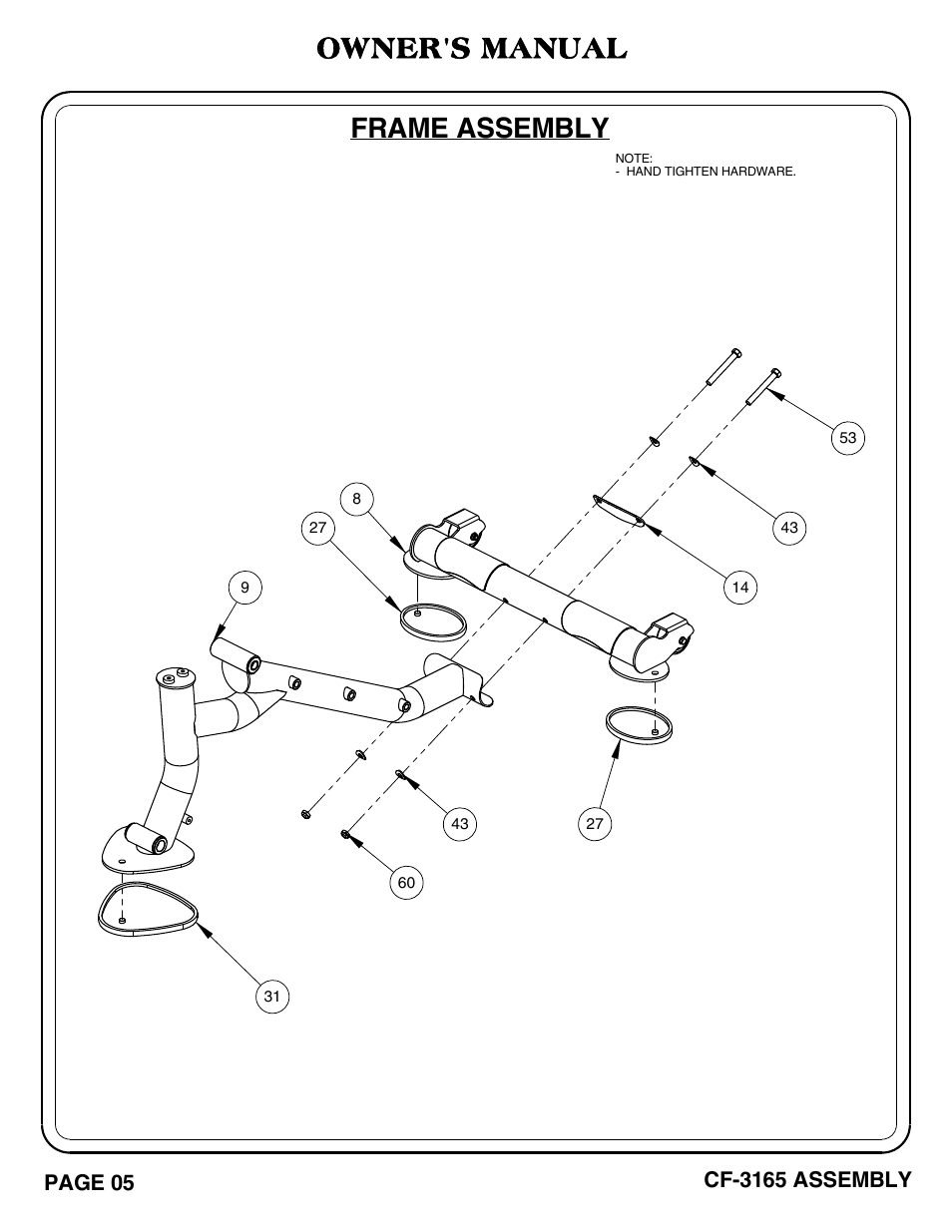 Cf-3165 pg. 05-06, Frame assembly owner's manual | Hoist Fitness CF-3165 User Manual | Page 6 / 35