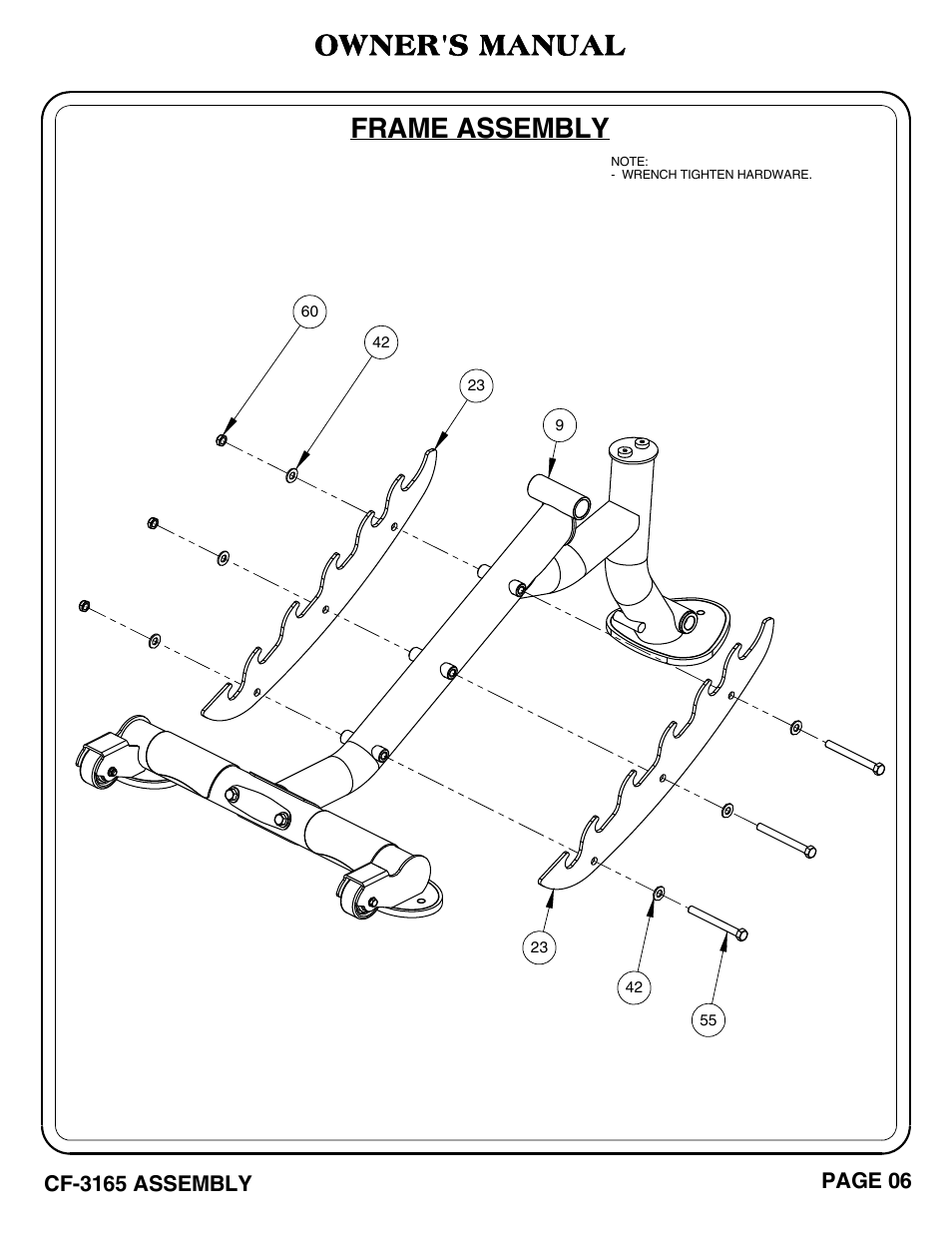 Frame assembly, Owner's manual | Hoist Fitness CF-3165 User Manual | Page 7 / 35