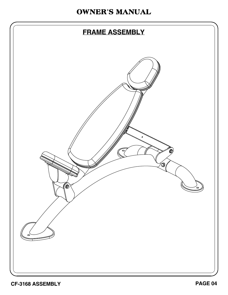 Owner's manual, Frame assembly | Hoist Fitness CF-3168 User Manual | Page 5 / 27