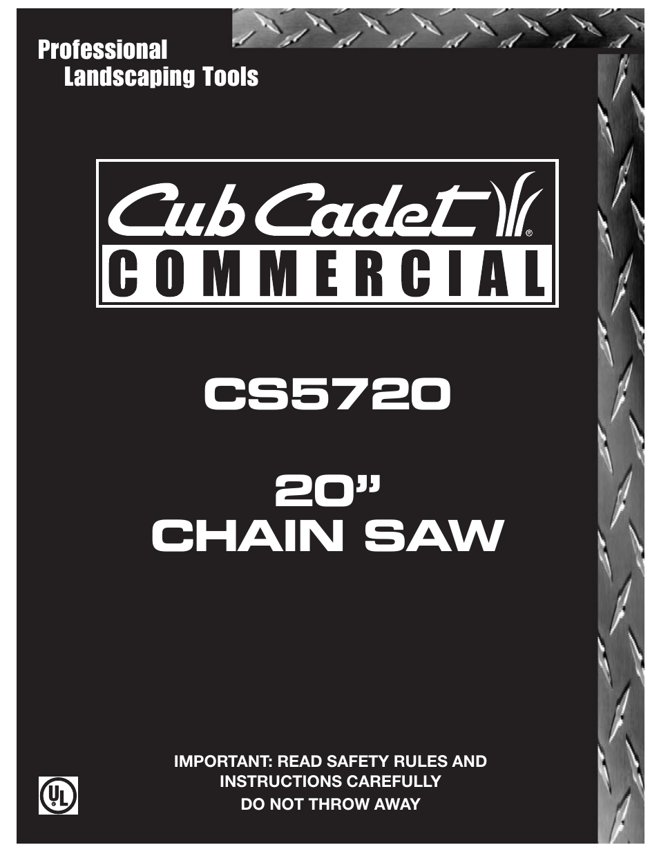 Cub Cadet COMMERCIAL CS5720 User Manual | 24 pages