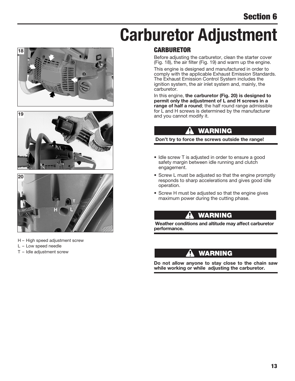 Carburetor adjustment | Cub Cadet COMMERCIAL CS5720 User Manual | Page 13 / 24