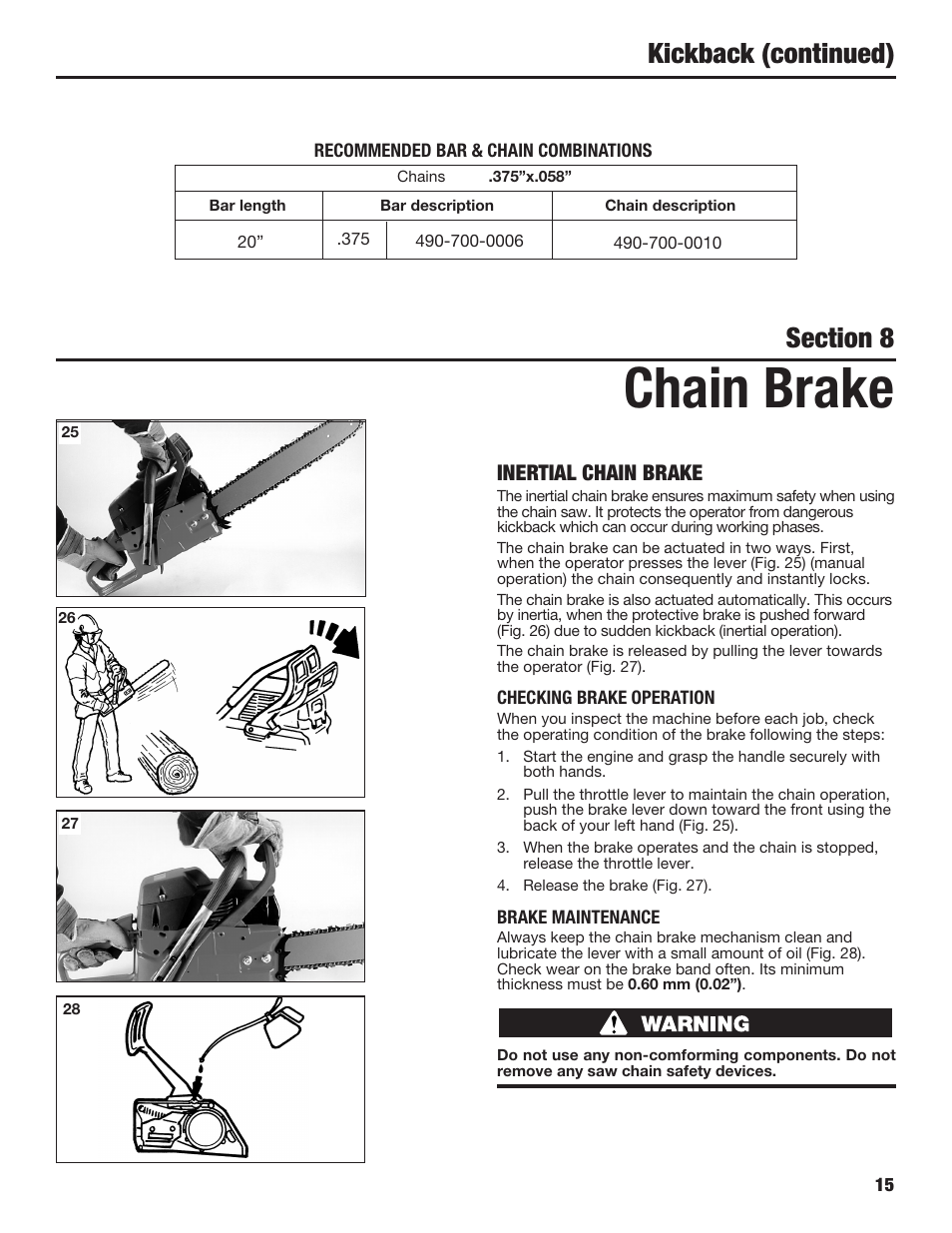 Chain brake | Cub Cadet COMMERCIAL CS5720 User Manual | Page 15 / 24