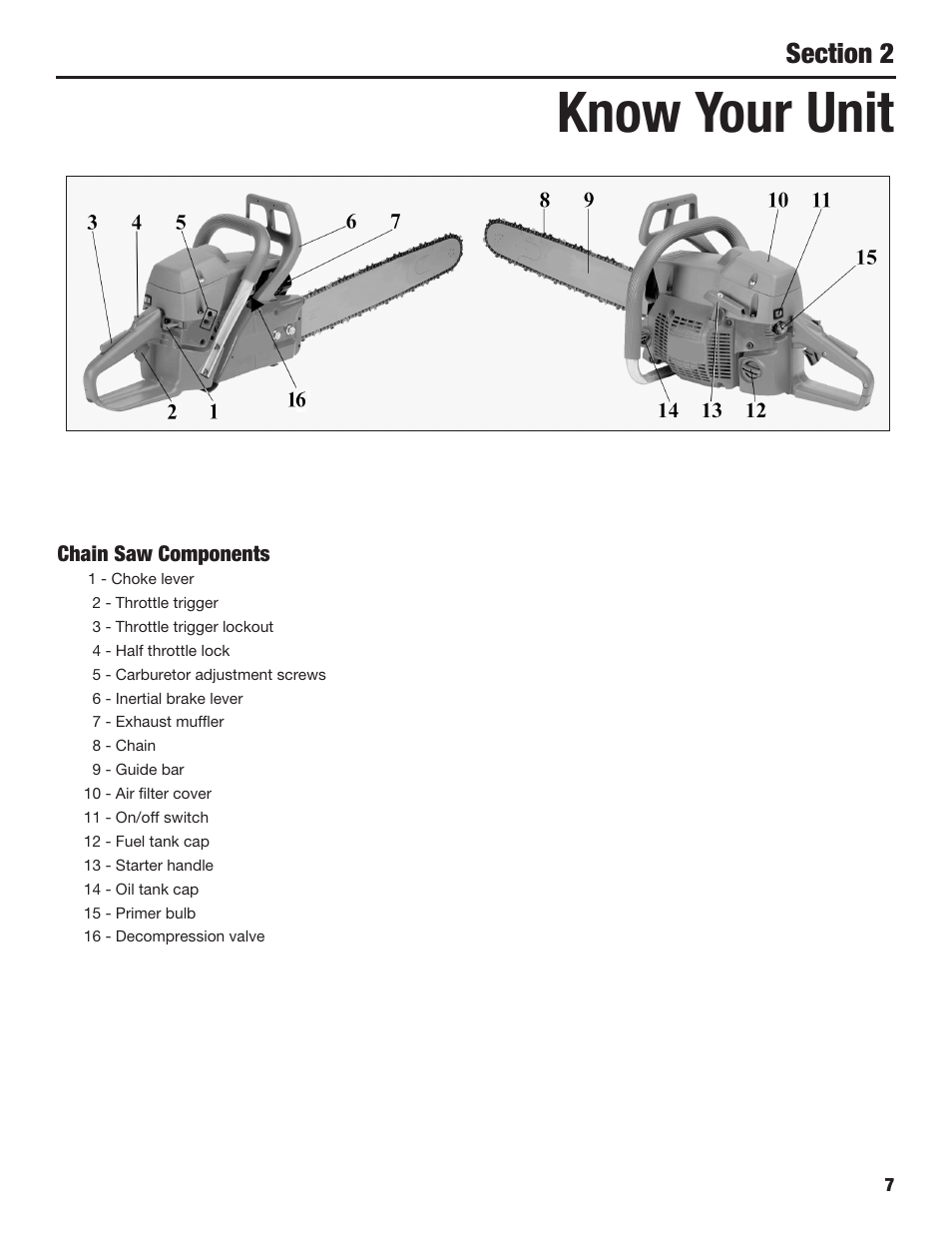 Know your unit | Cub Cadet COMMERCIAL CS5720 User Manual | Page 7 / 24